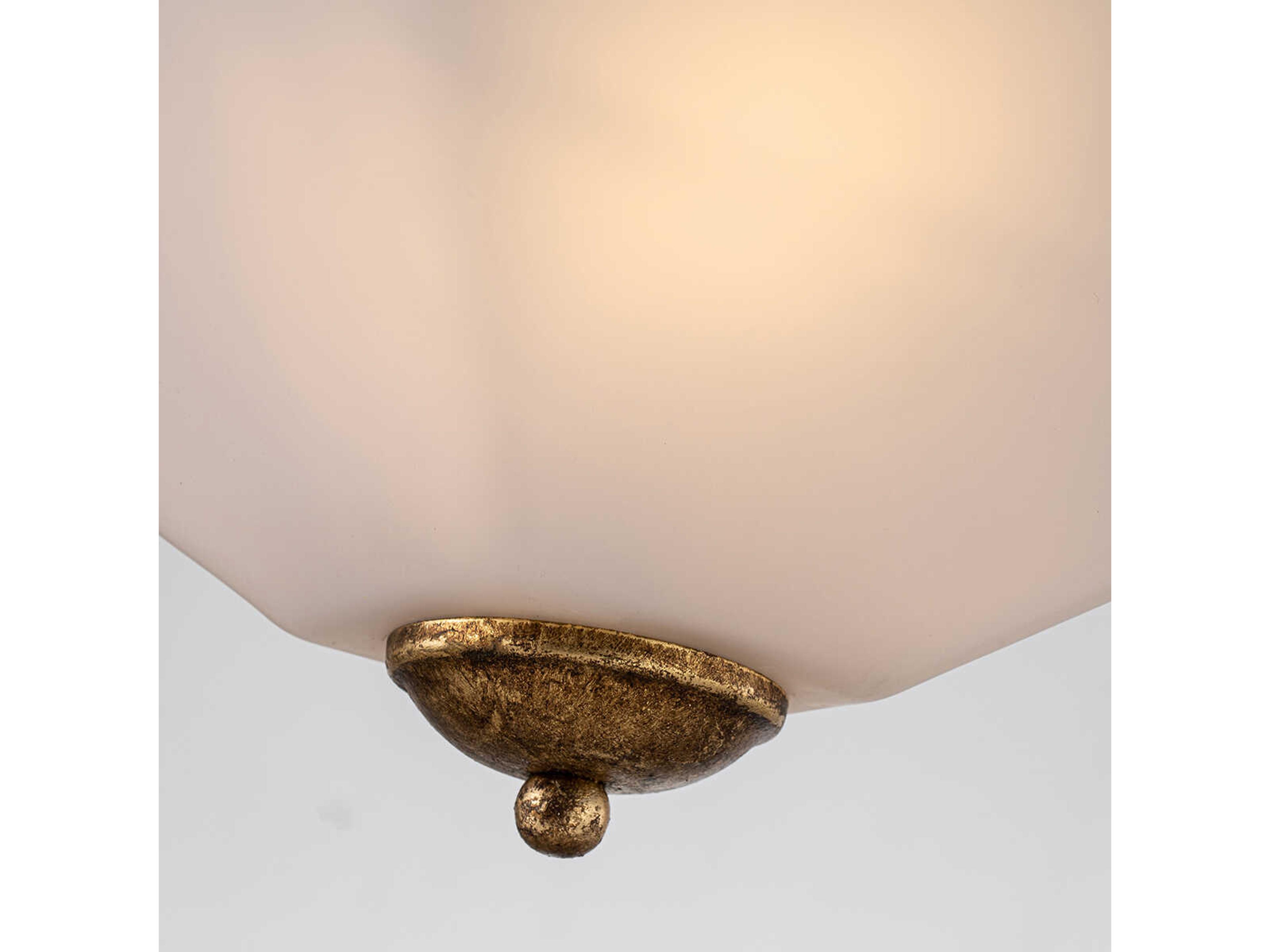 Lucas McKearn Star 2-Light Gold Leaf Glass Empire Semi Flush Mount