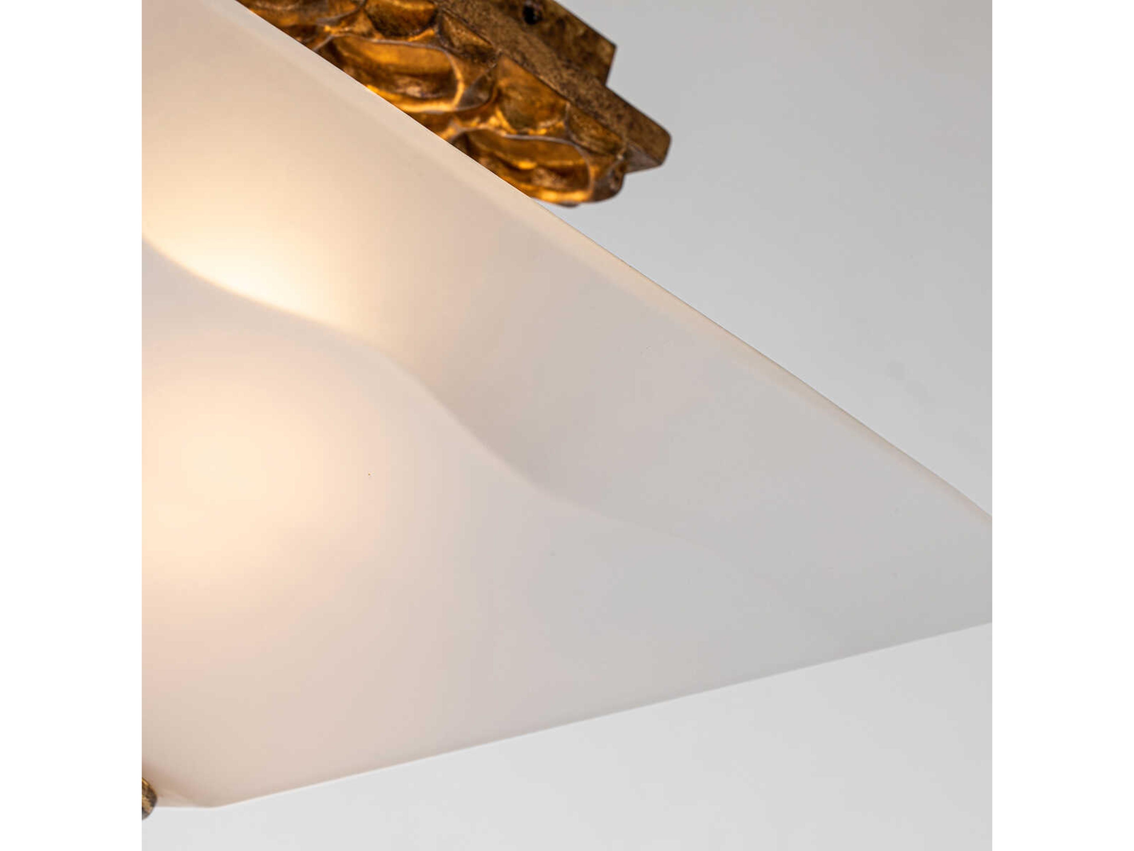 Lucas McKearn Star 2-Light Gold Leaf Glass Empire Semi Flush Mount