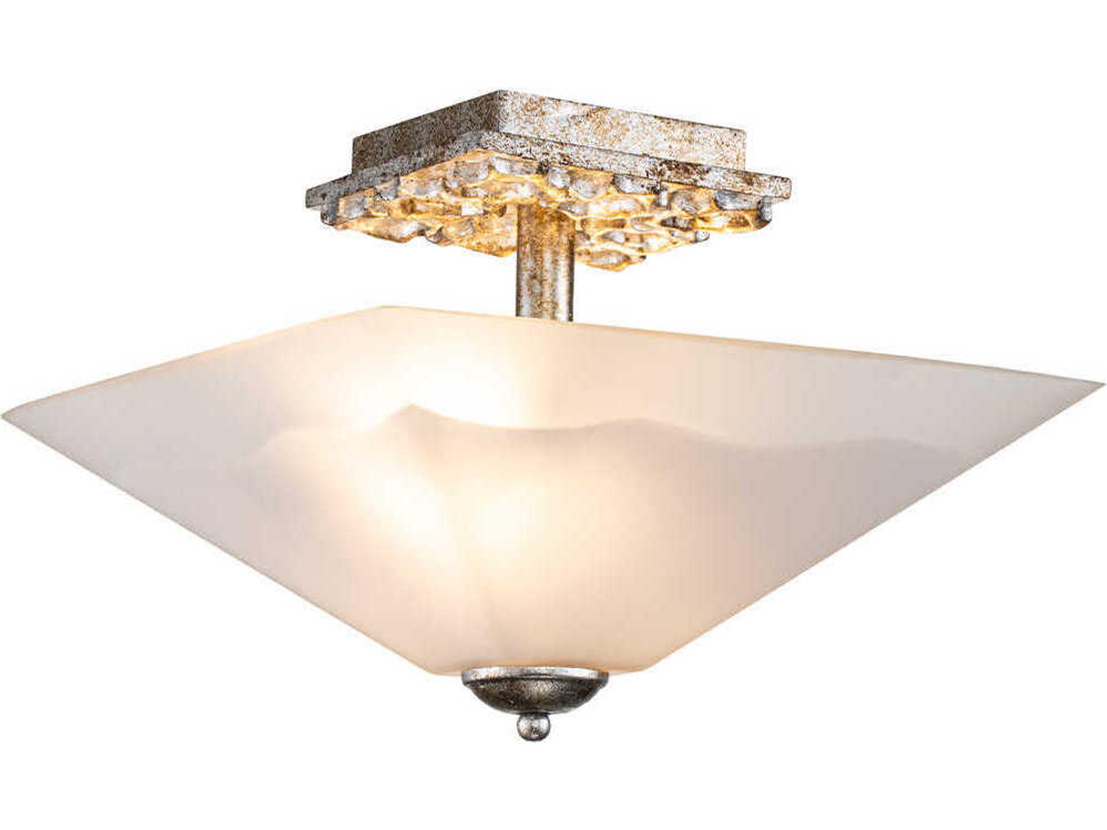 Star 2-Light Silver Leaf Glass Empire Semi Flush Mount