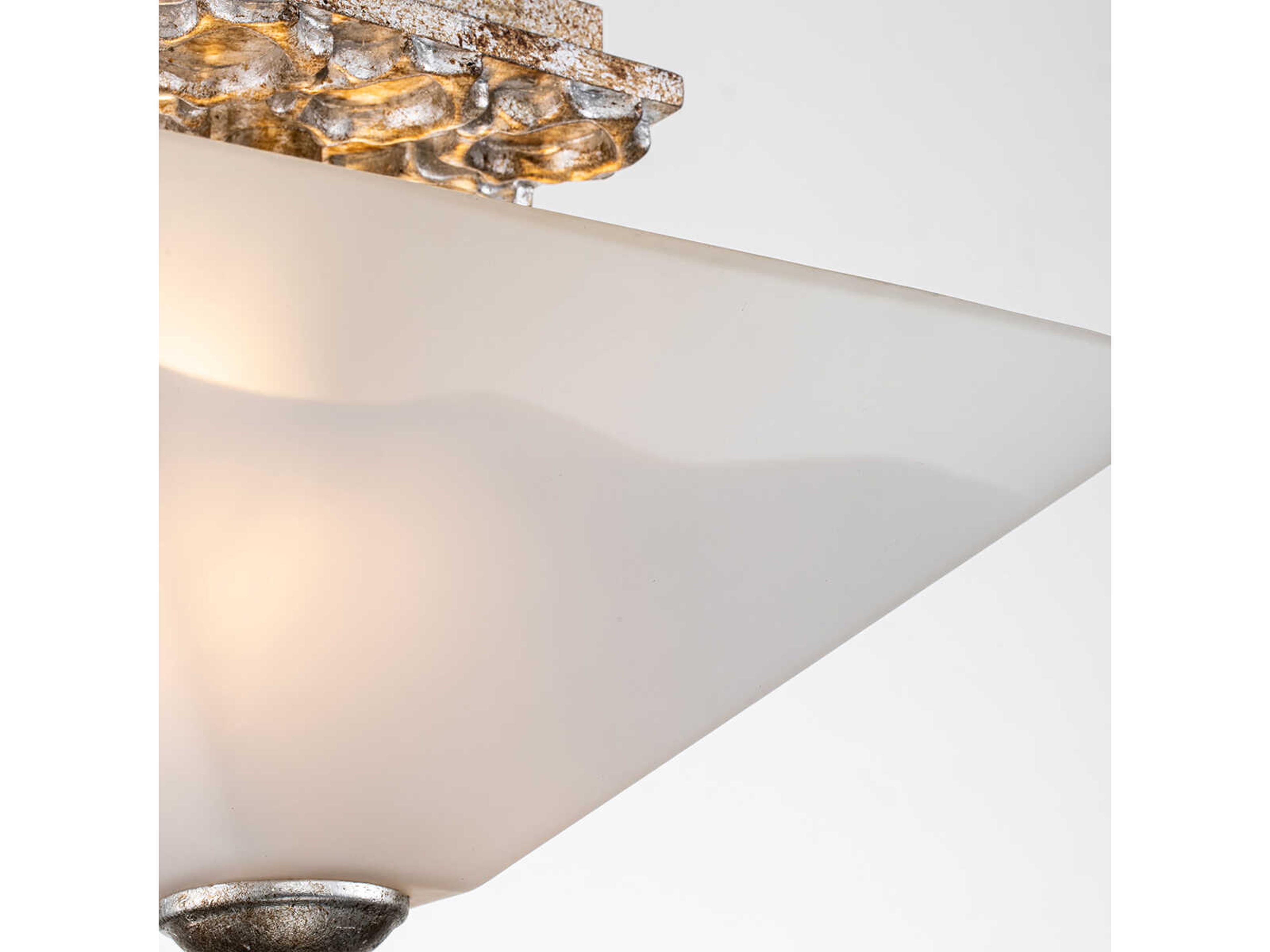 Lucas McKearn Star 2-Light Silver Leaf Glass Empire Semi Flush Mount