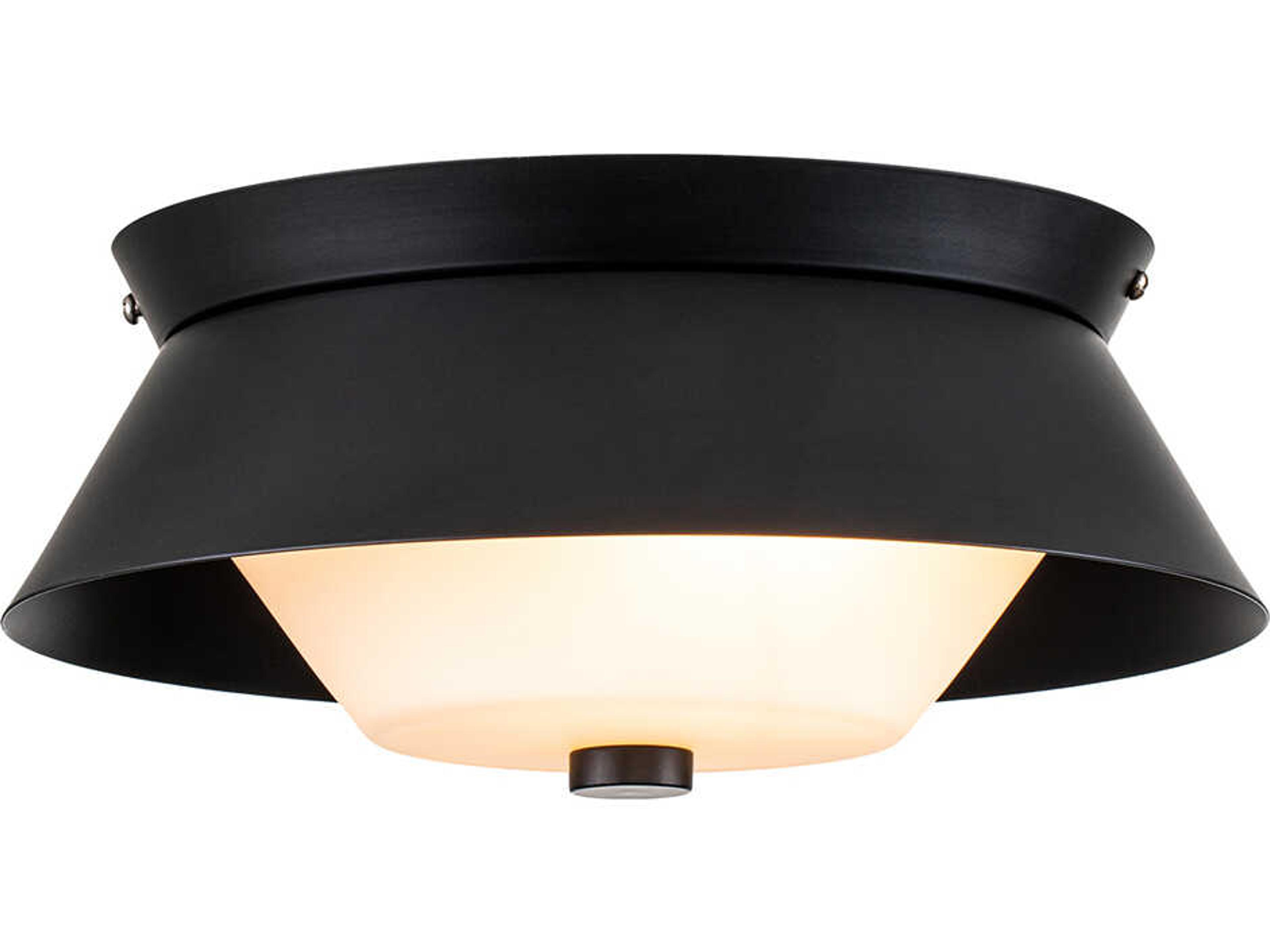 Bowtie 2-Light Matte Black Drum Flush Mount