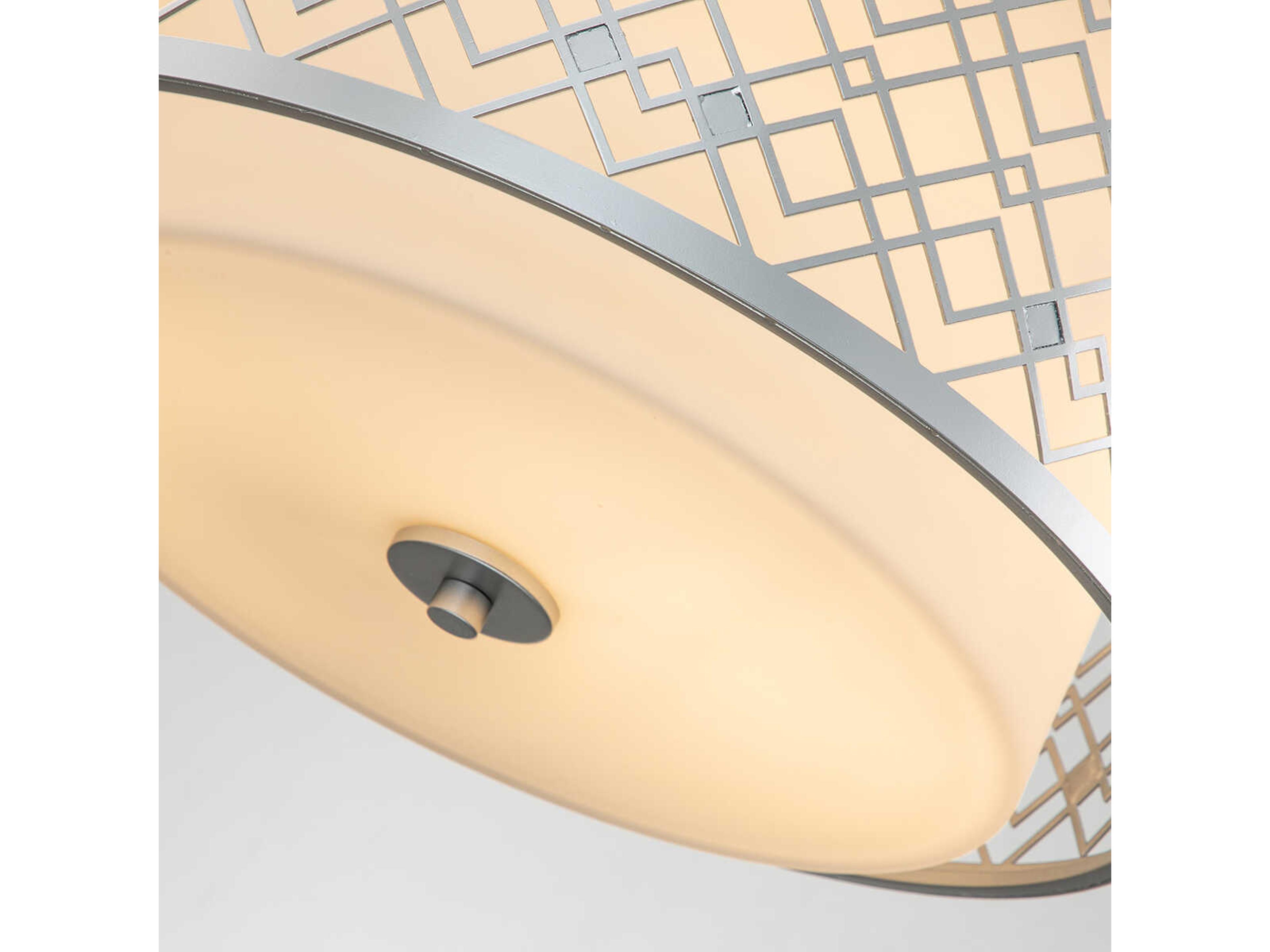 Lucas McKearn Ziggy 2-Light Laquered Silver Glass Drum Flush Mount