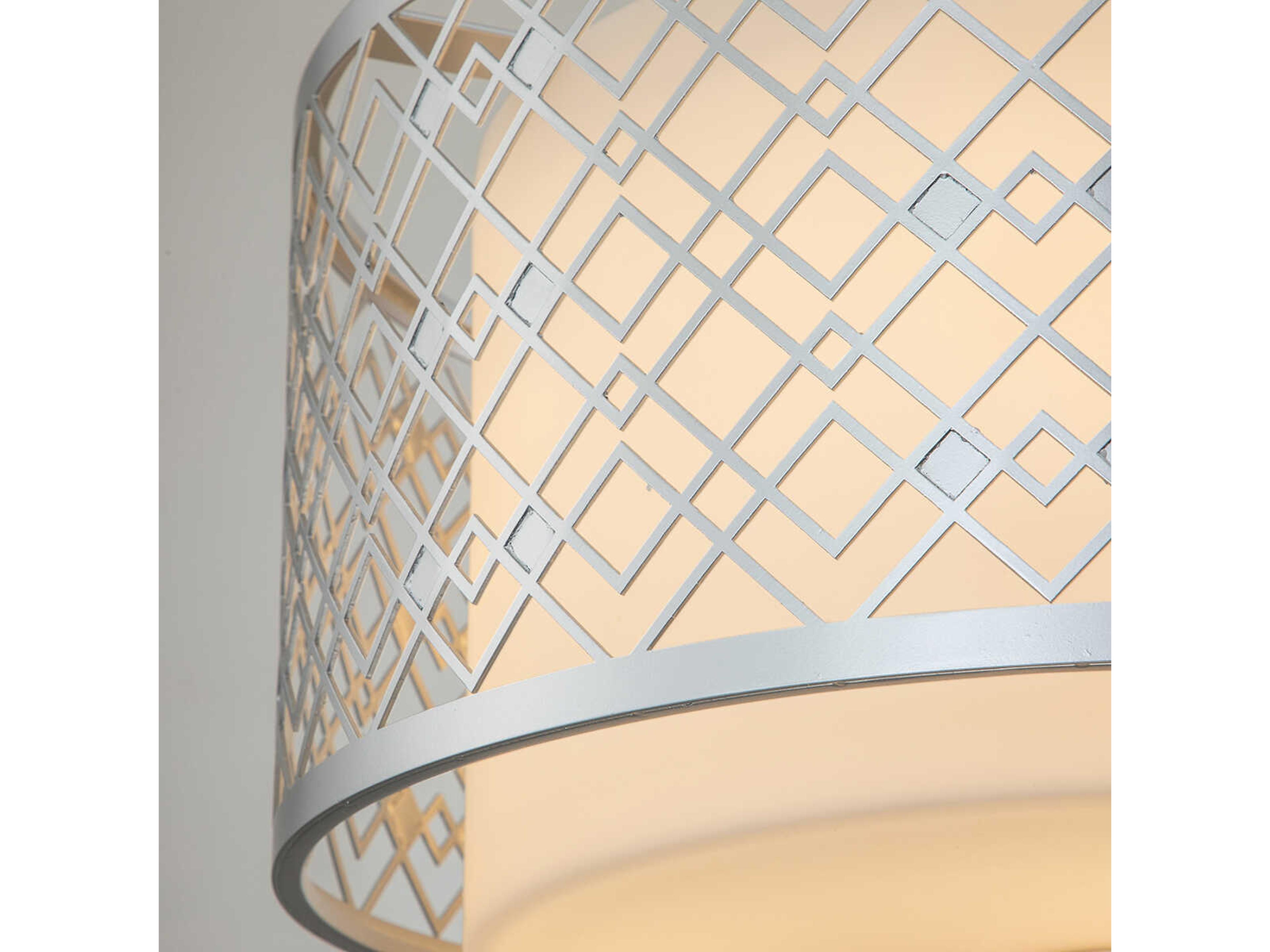 Lucas McKearn Ziggy 2-Light Laquered Silver Glass Drum Flush Mount