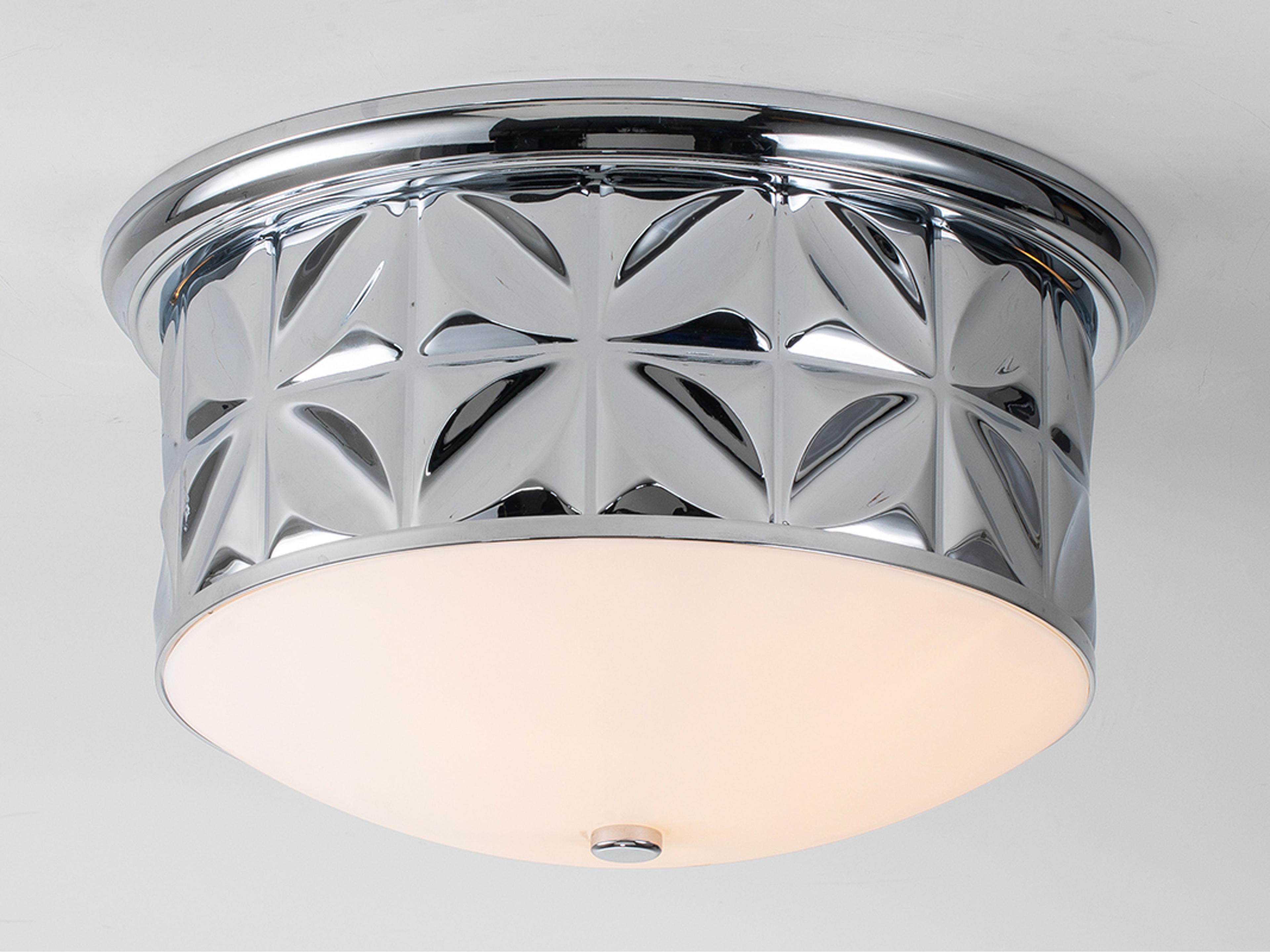 Lucas McKearn Epsilon 3-Light Polished Chrome Glass Geometric Flush Mount