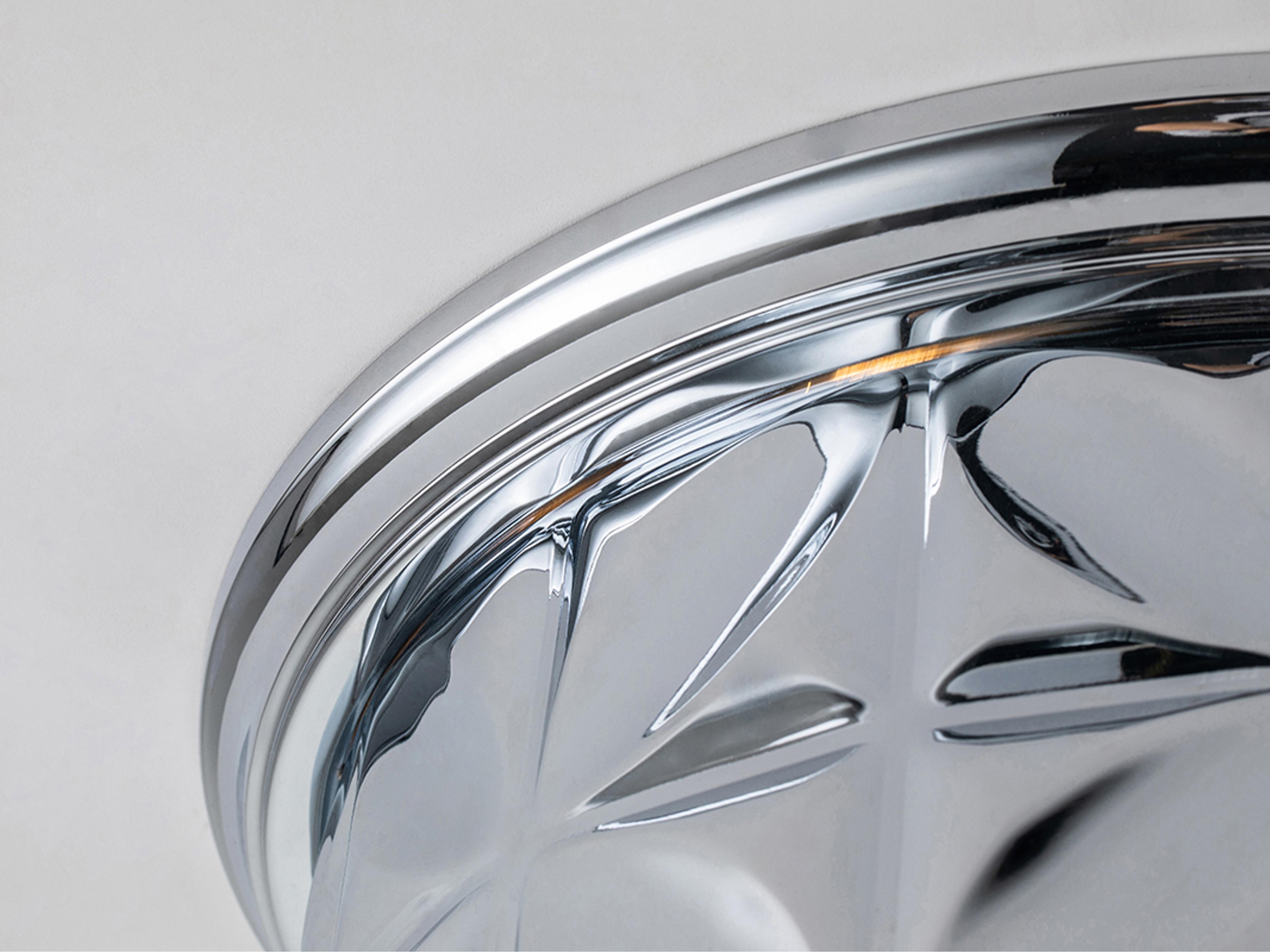 Lucas McKearn Epsilon 3-Light Polished Chrome Glass Geometric Flush Mount