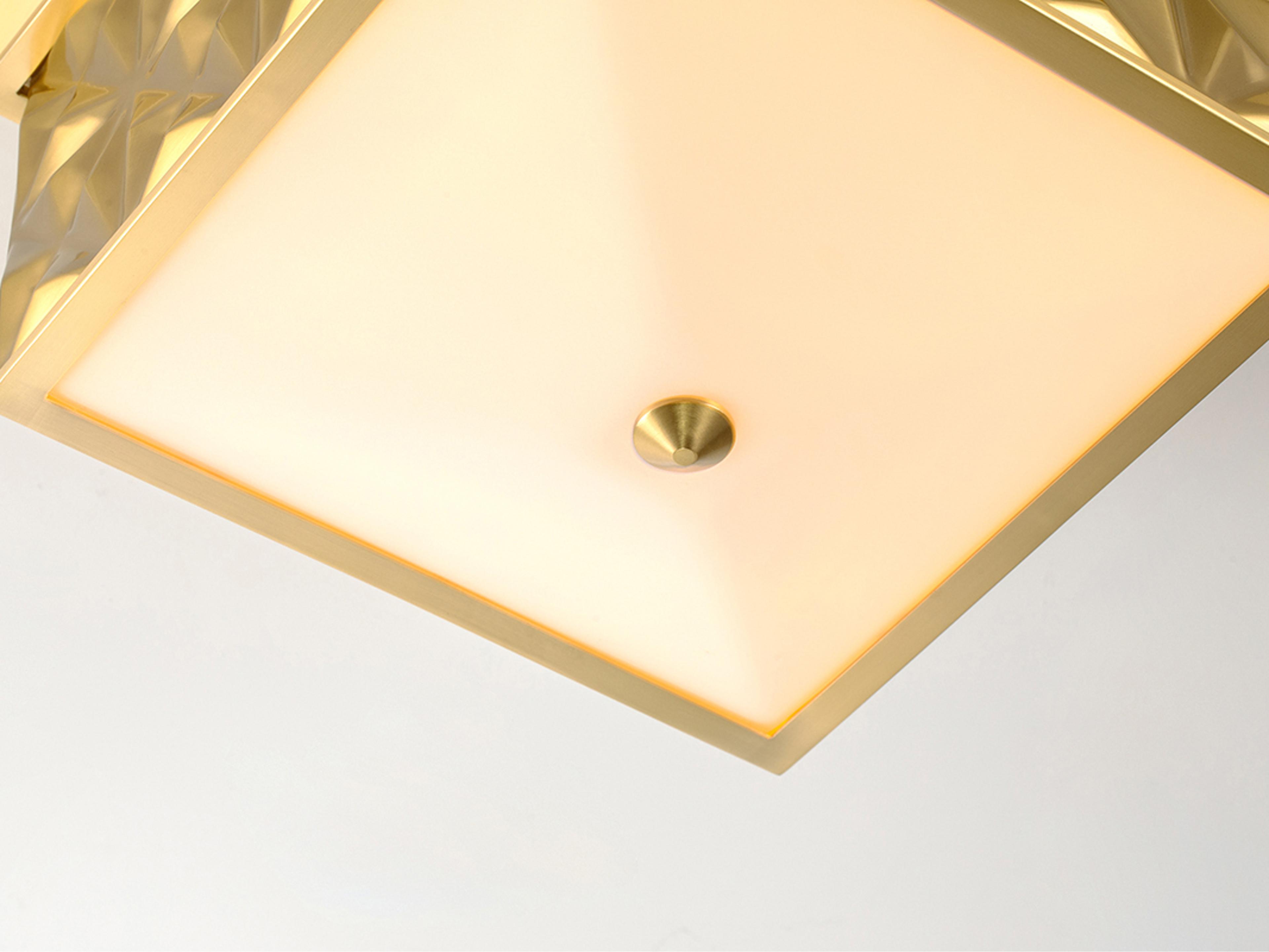 Lucas McKearn Alpha 4-Light Aged Brass Glass Geometric Flush Mount