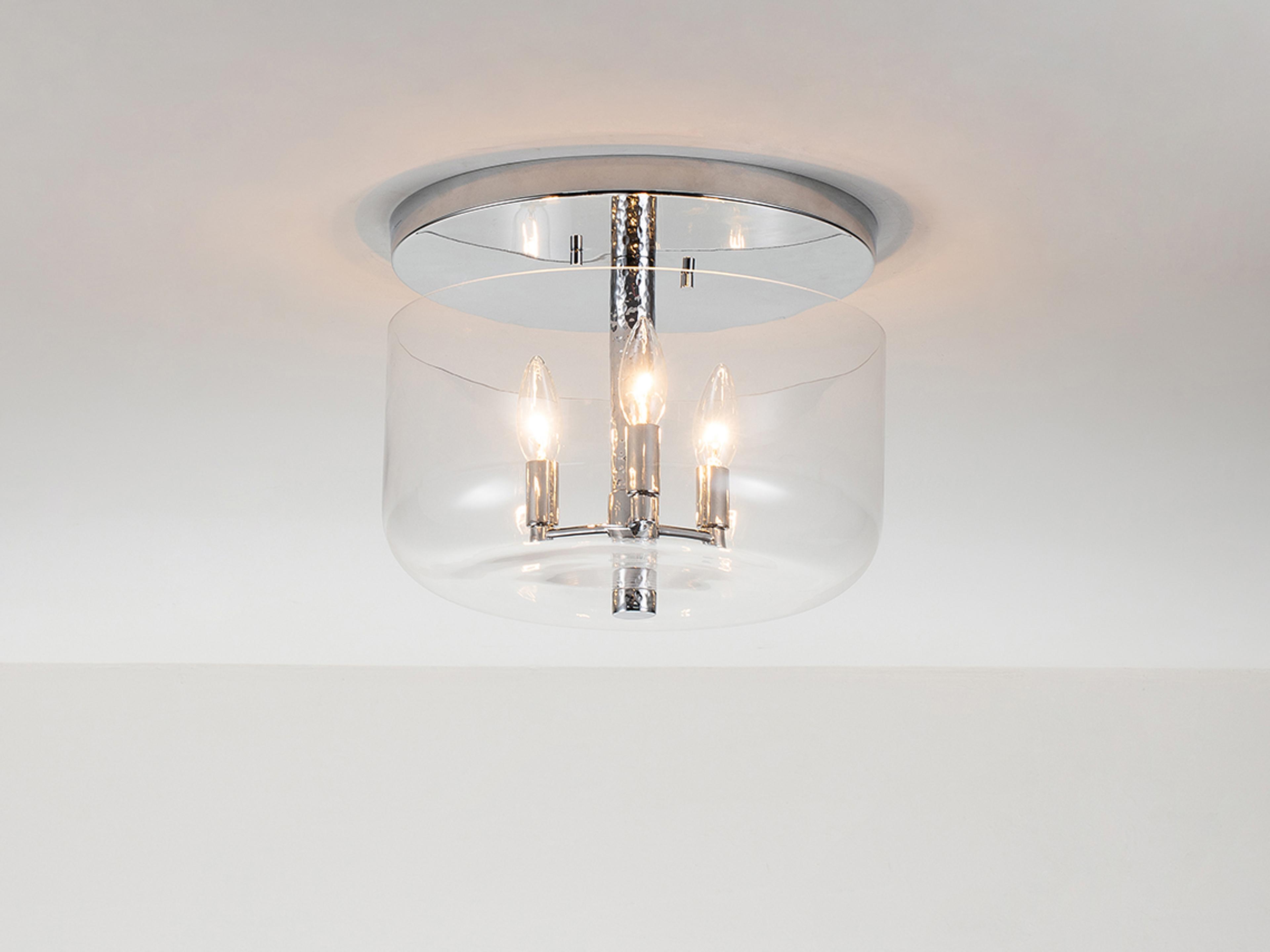 Lucas McKearn Rampart 3-Light Polished Chrome Glass Bowl Semi Flush Mount