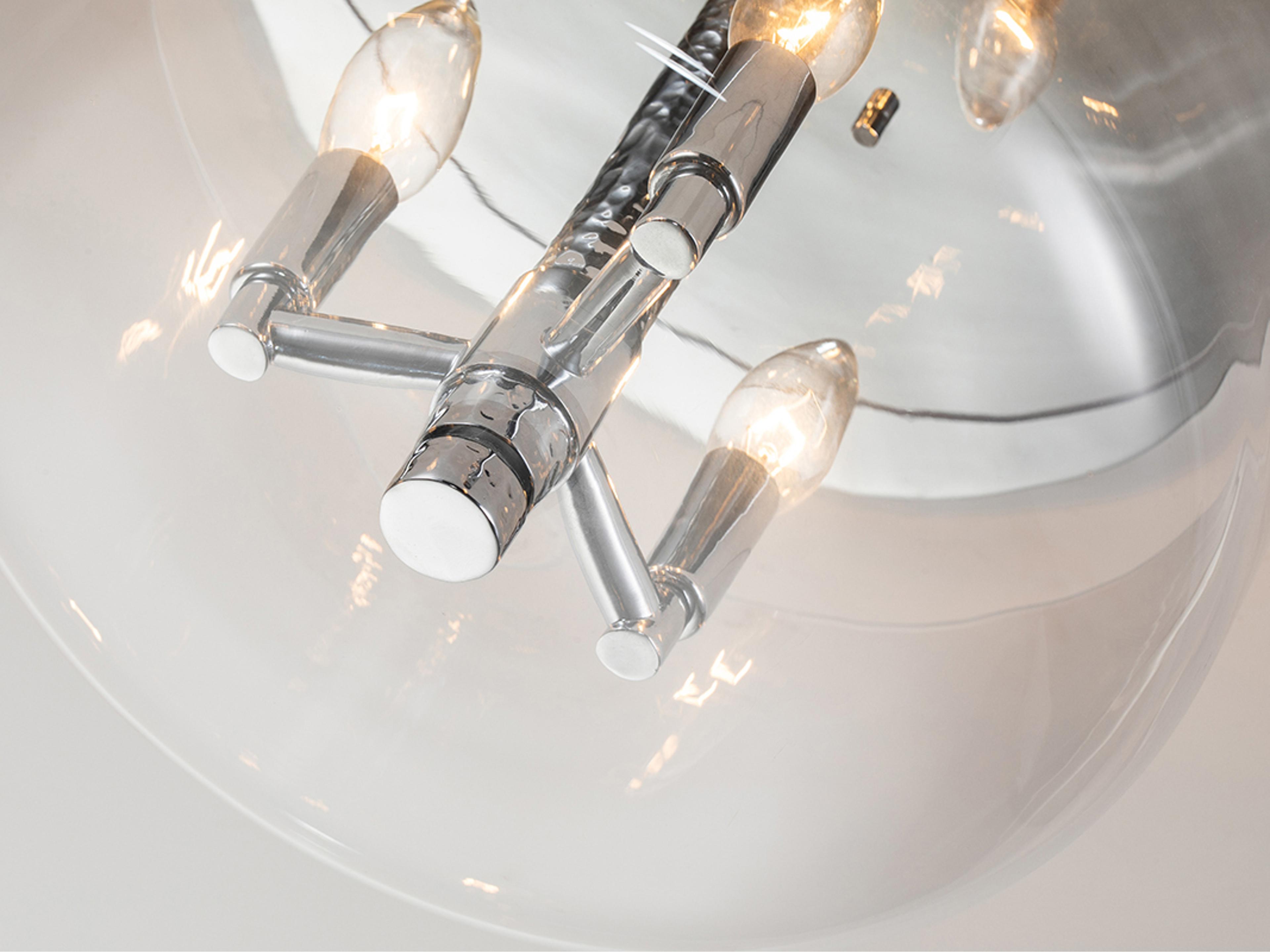 Lucas McKearn Rampart 3-Light Polished Chrome Glass Bowl Semi Flush Mount