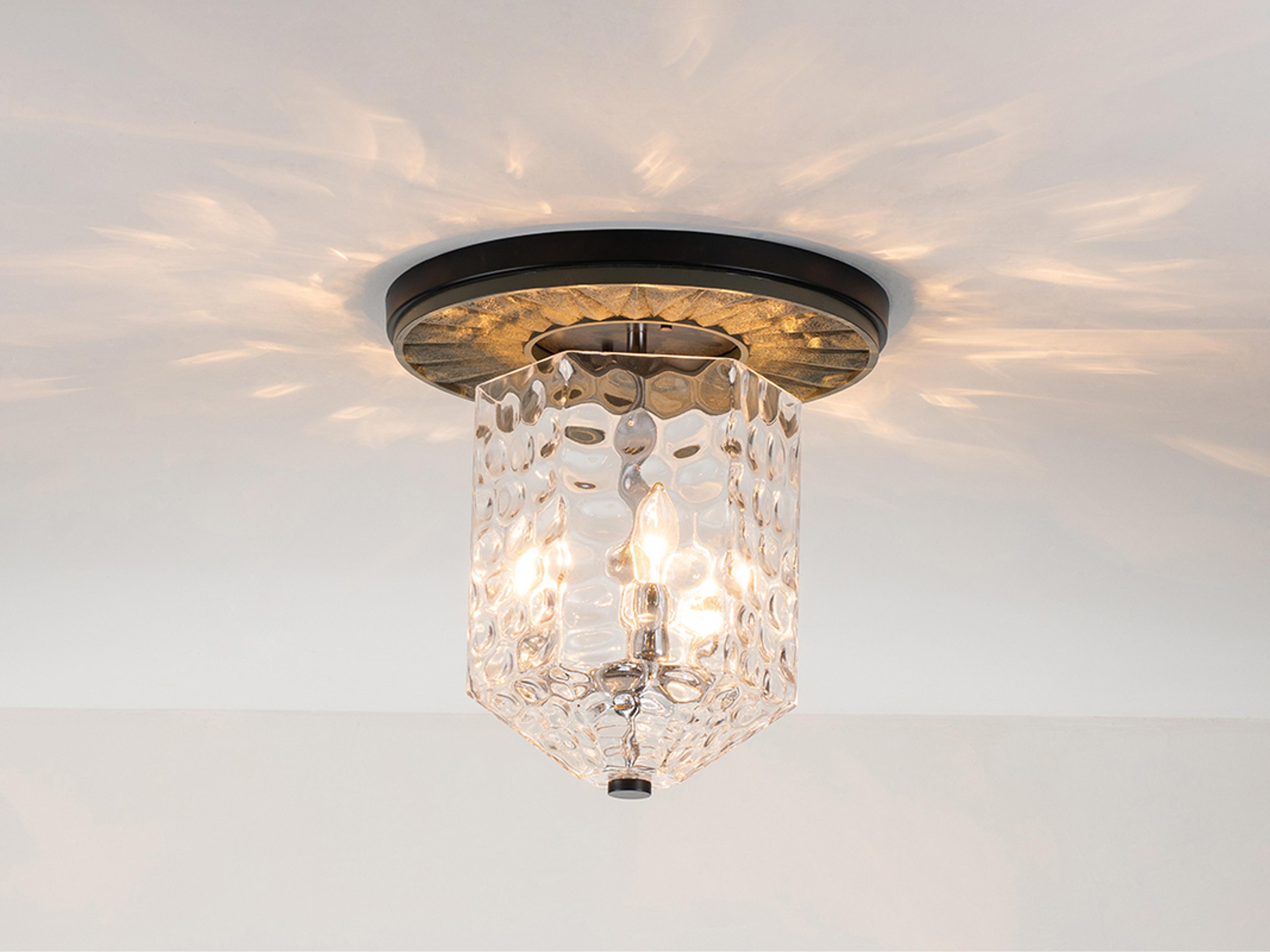 Lucas McKearn Navarre 3-Light Black Grey Glass Flush Mount