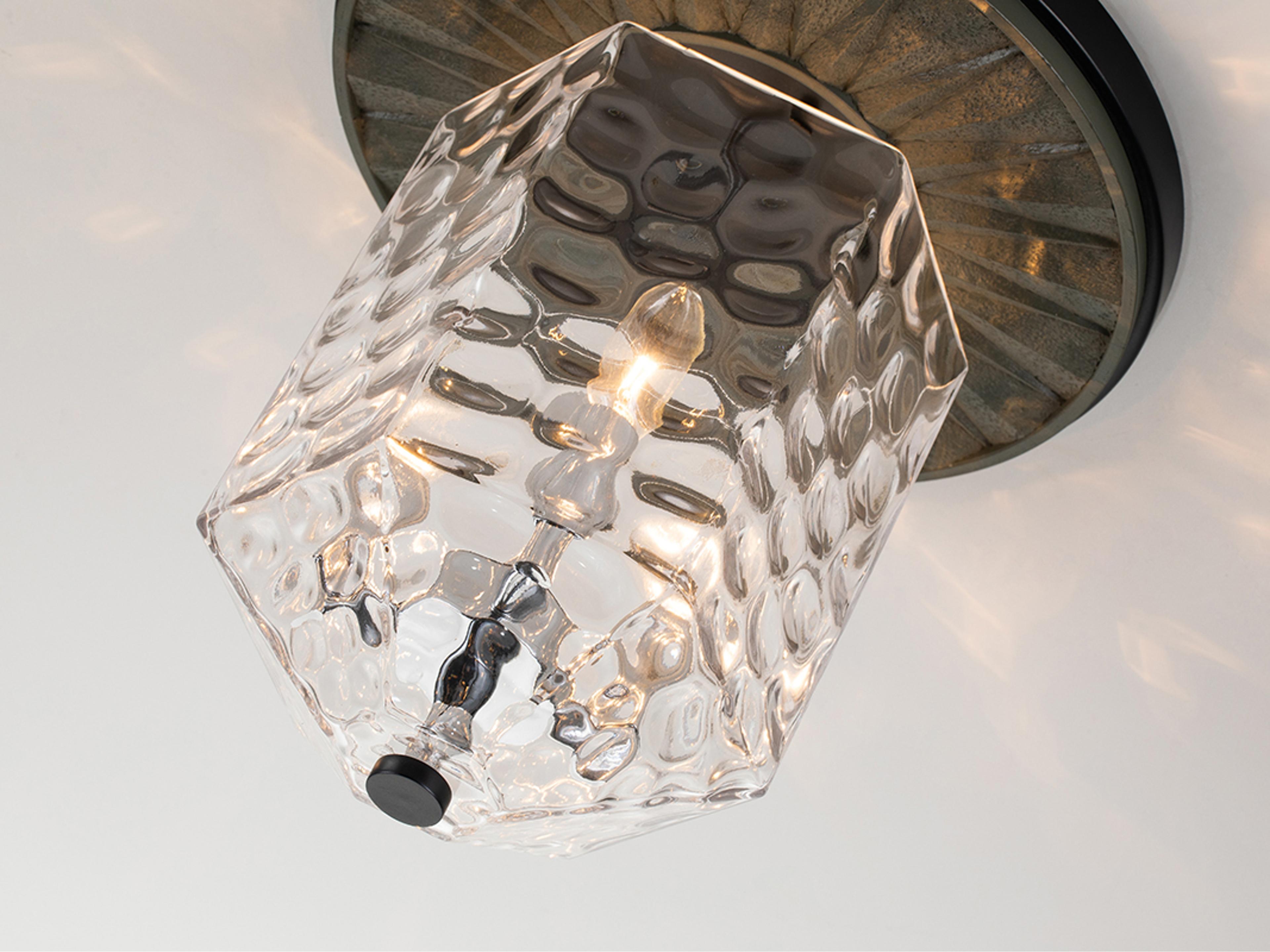 Lucas McKearn Navarre 3-Light Black Grey Glass Flush Mount