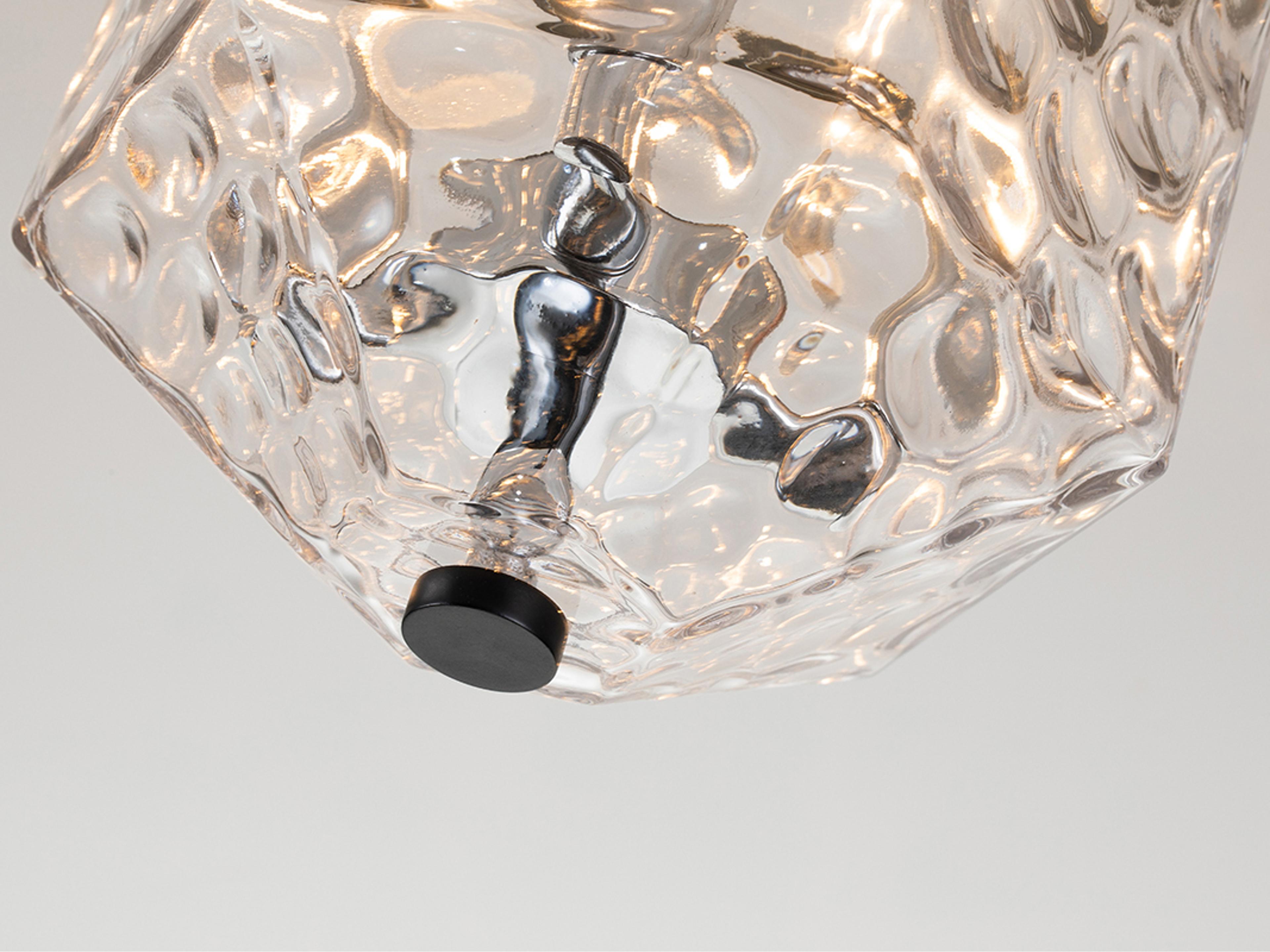 Lucas McKearn Navarre 3-Light Black Grey Glass Flush Mount