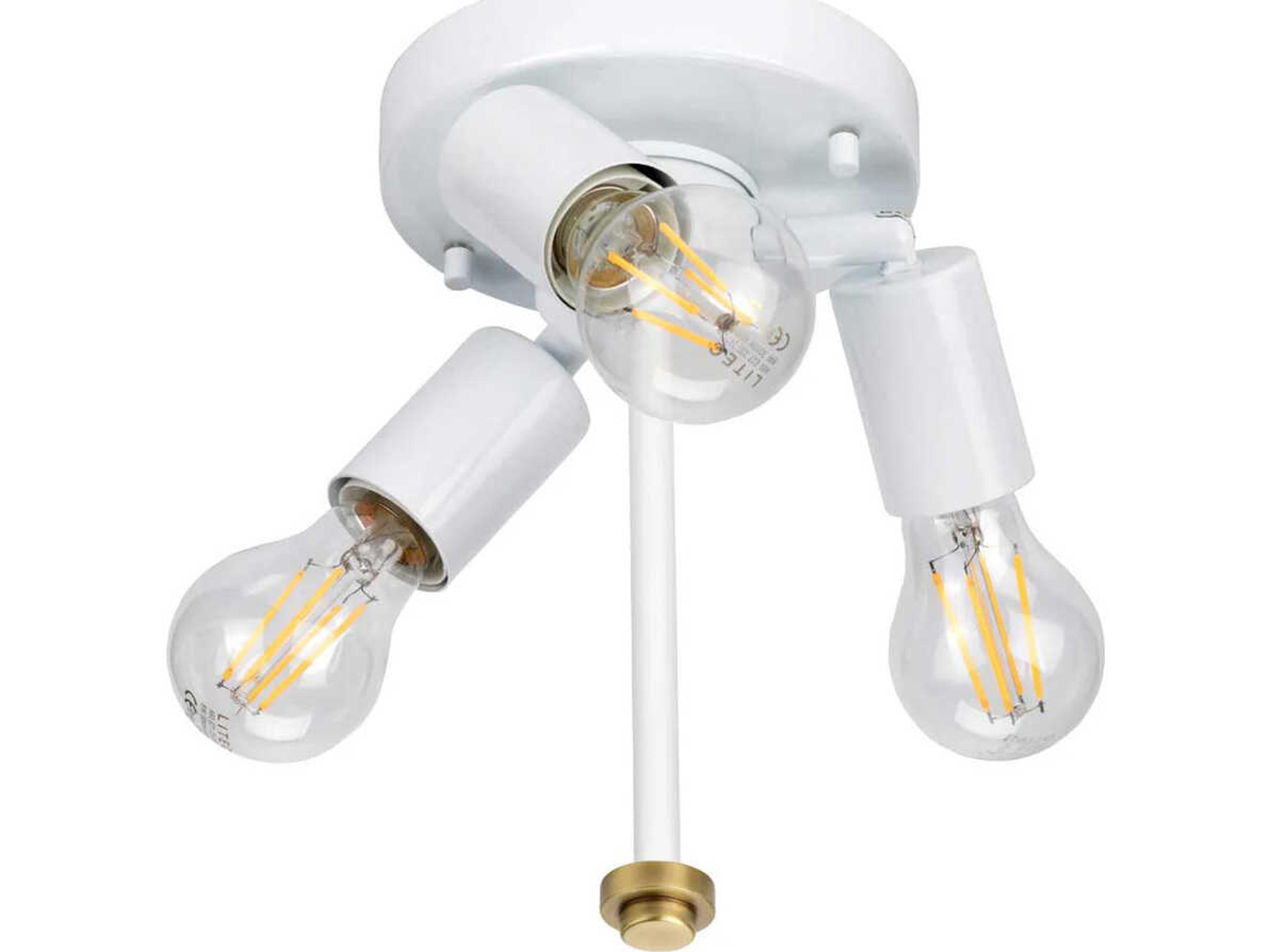 Lucas McKearn Fletcher 3-Light Aged Brass Ivory Shade Drum Flush Mount