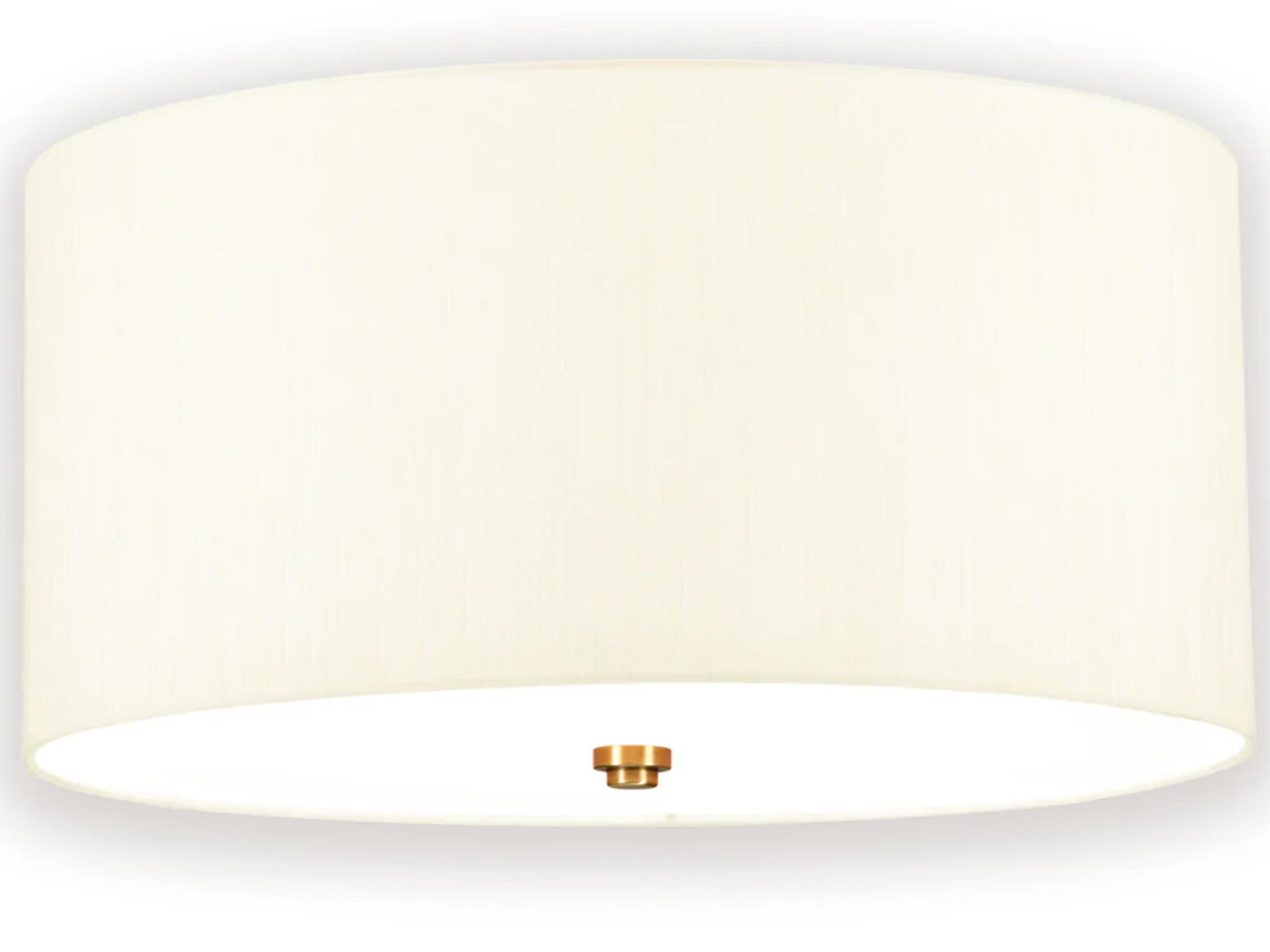 Fletcher 3-Light Aged Brass Ivory Shade Bronze Drum Flush Mount