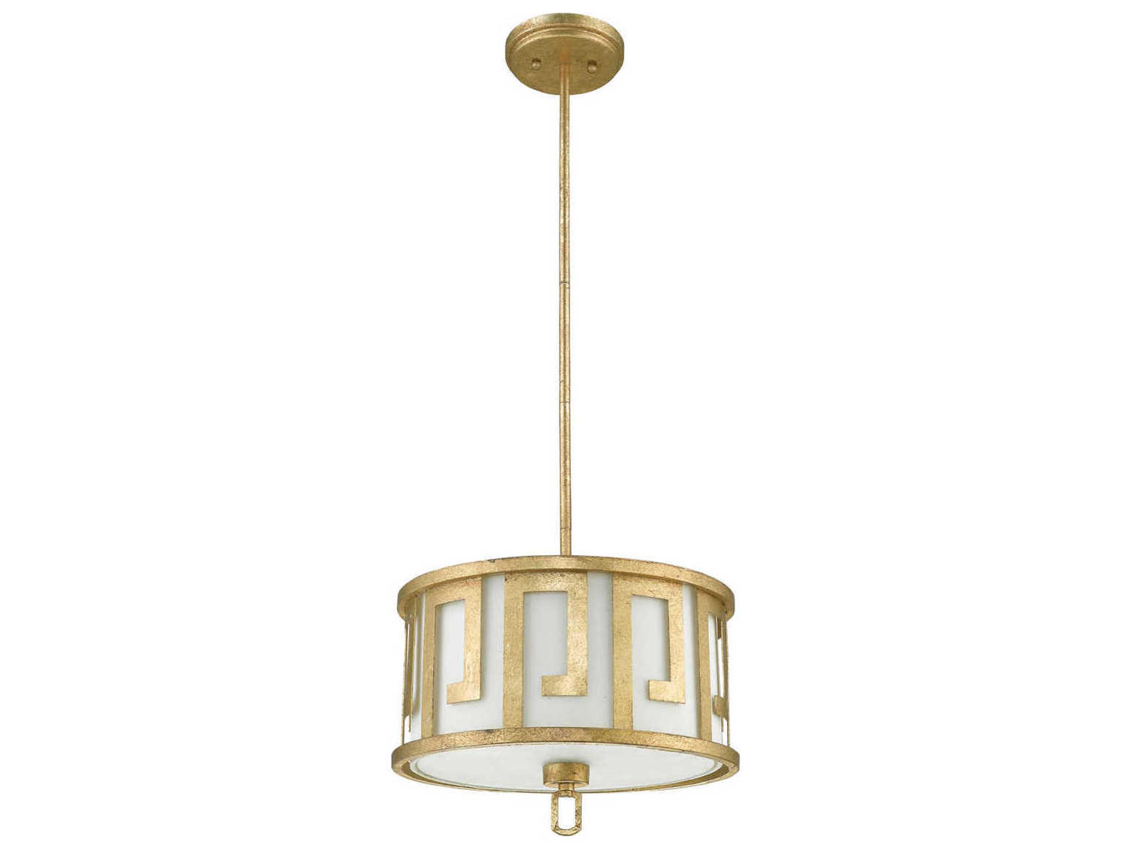 Lucas McKearn Lemuria 2-Light Antique Gold Traditional Drum Geometric Pendant