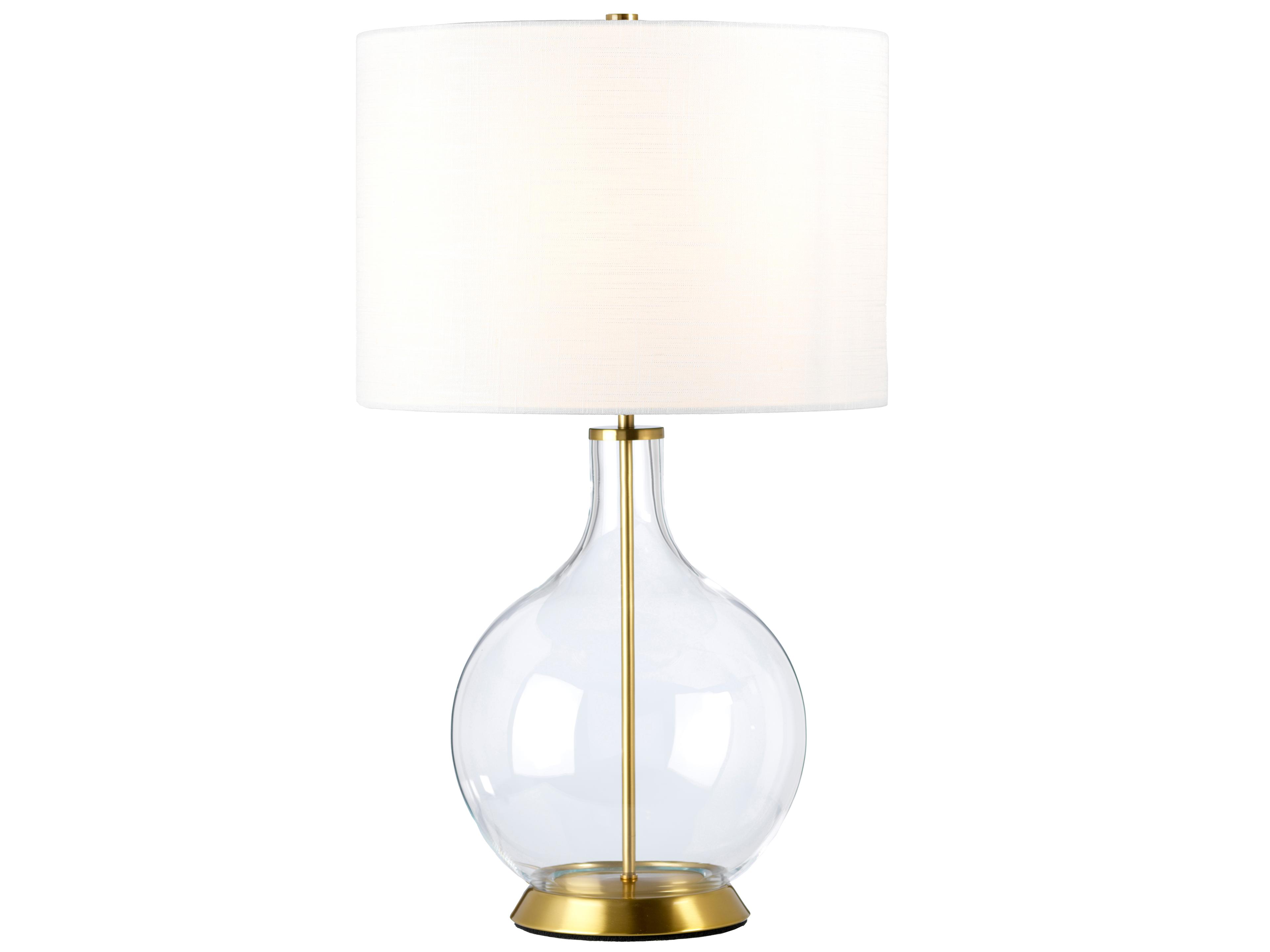 Orb Aged Brass Clear Polished Nickel Glass Buffet Lamp