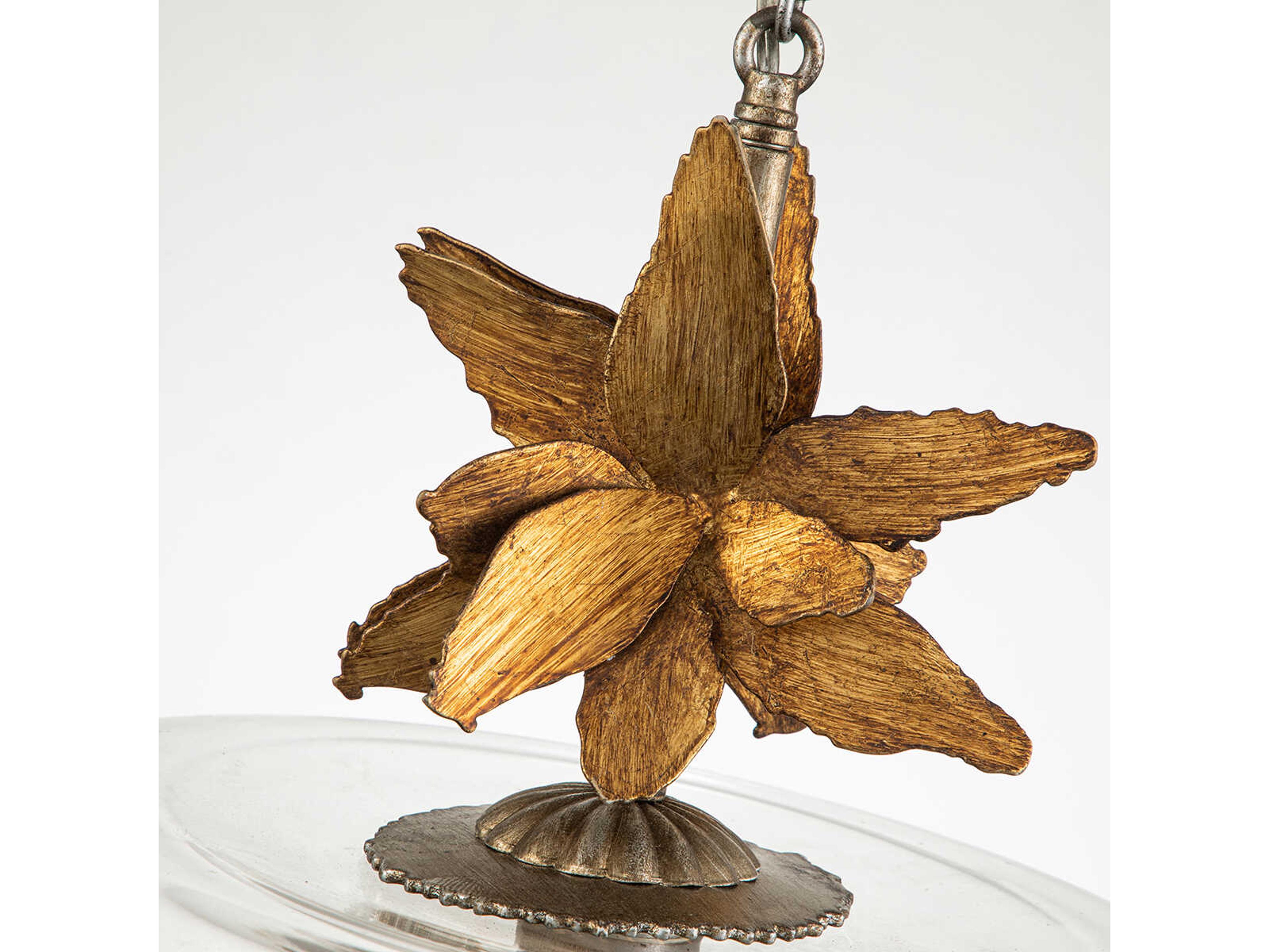 Lucas McKearn Toissant 1-Light Gold Leaf Silver Glass Bowl Pendant