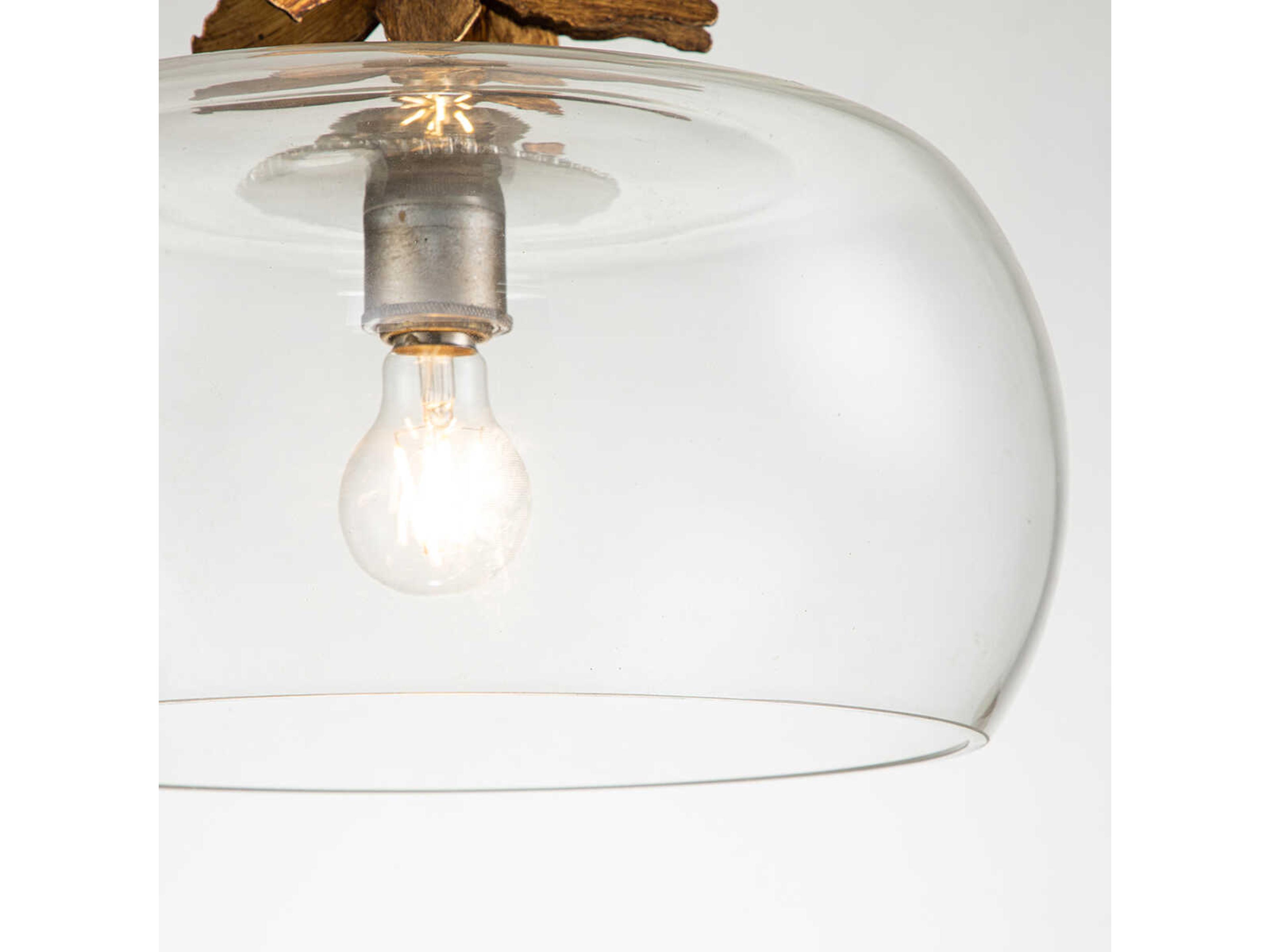 Lucas McKearn Toissant 1-Light Gold Leaf Silver Glass Bowl Pendant