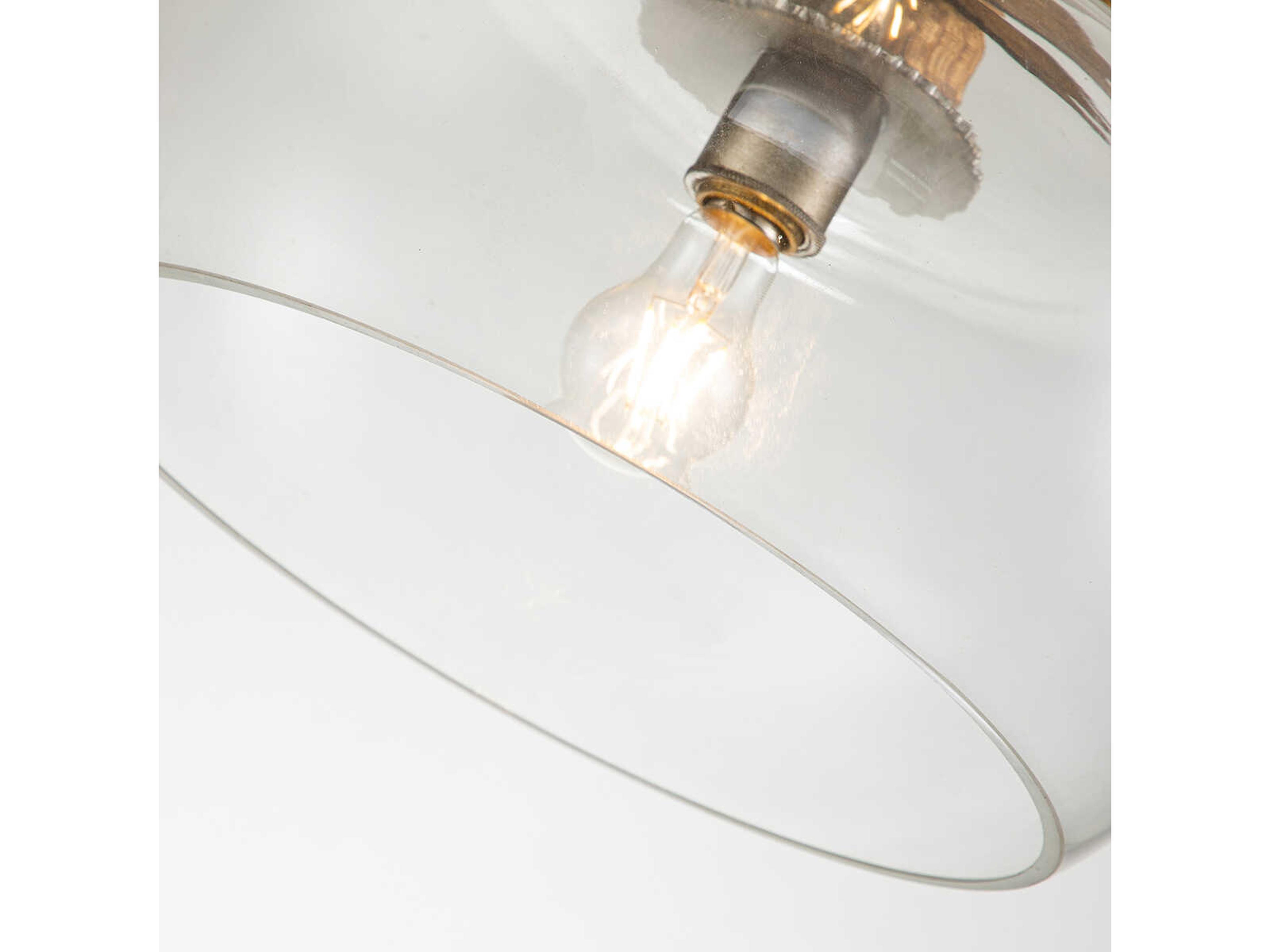 Lucas McKearn Toissant 1-Light Gold Leaf Silver Glass Bowl Pendant