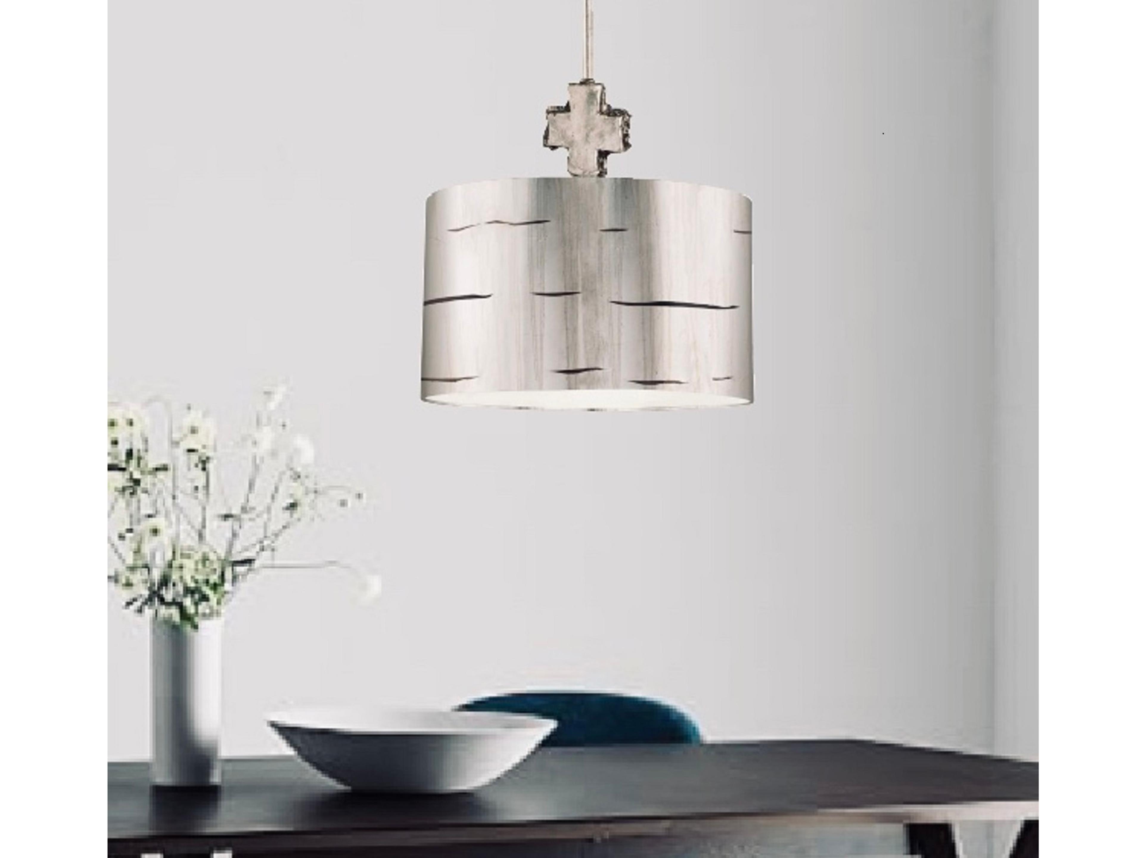 Lucas McKearn Fragment 1-Light Silver Leaf Glaze Drum Pendant