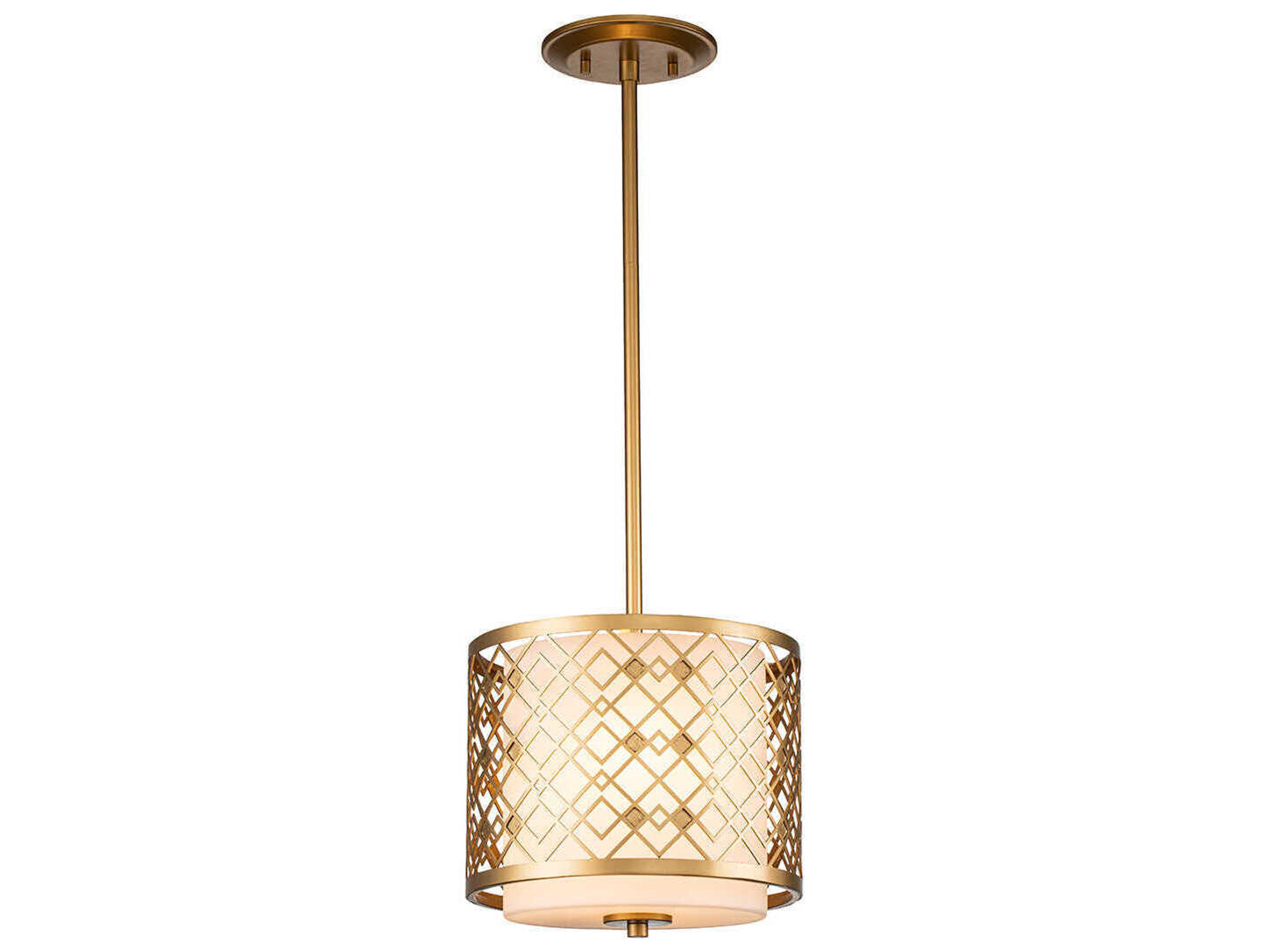 Ziggy 1-Light Laquered Gold Glass Drum Mini Pendant
