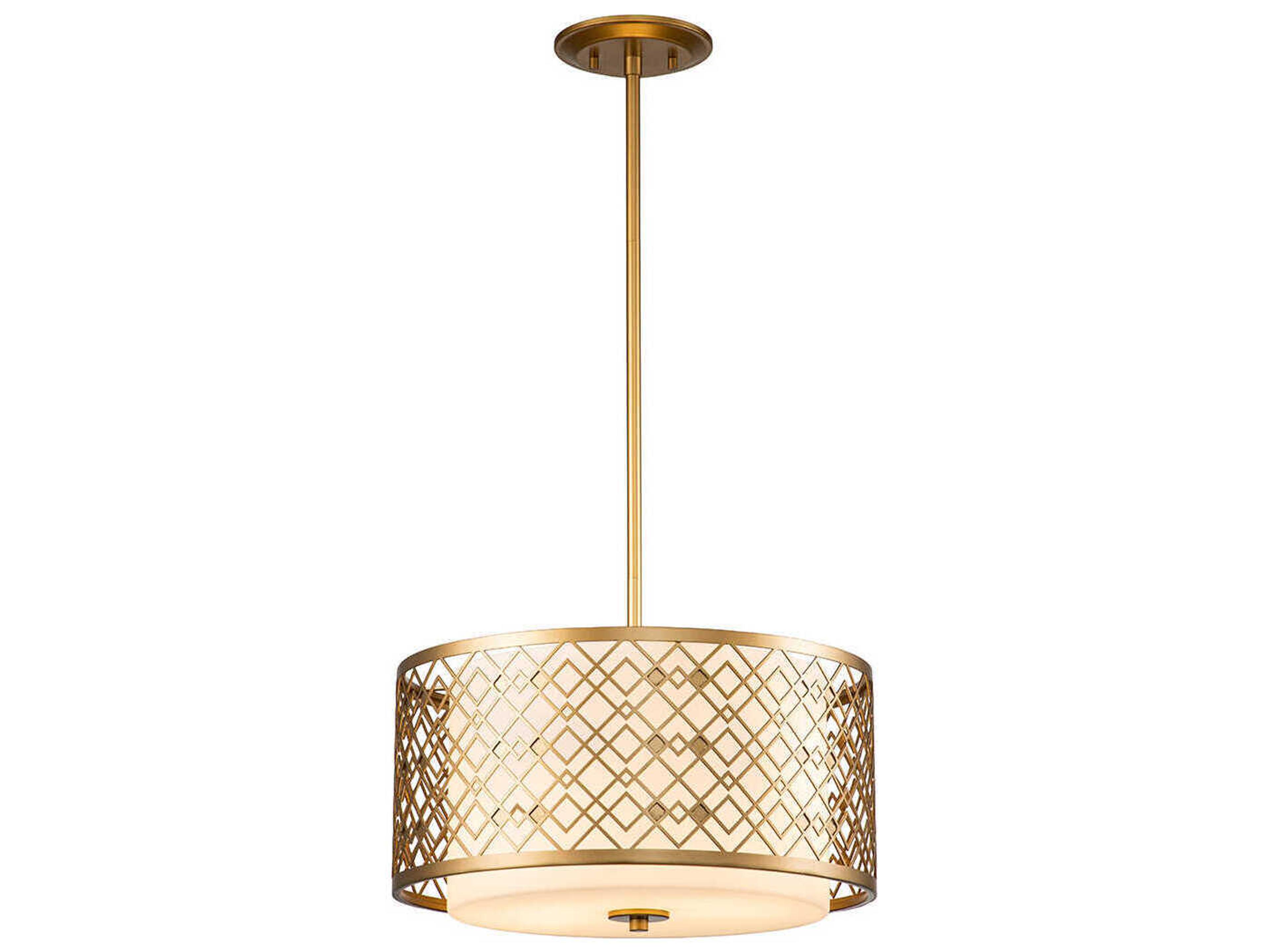Ziggy 2-Light Lacquered Gold Glass Drum Pendant