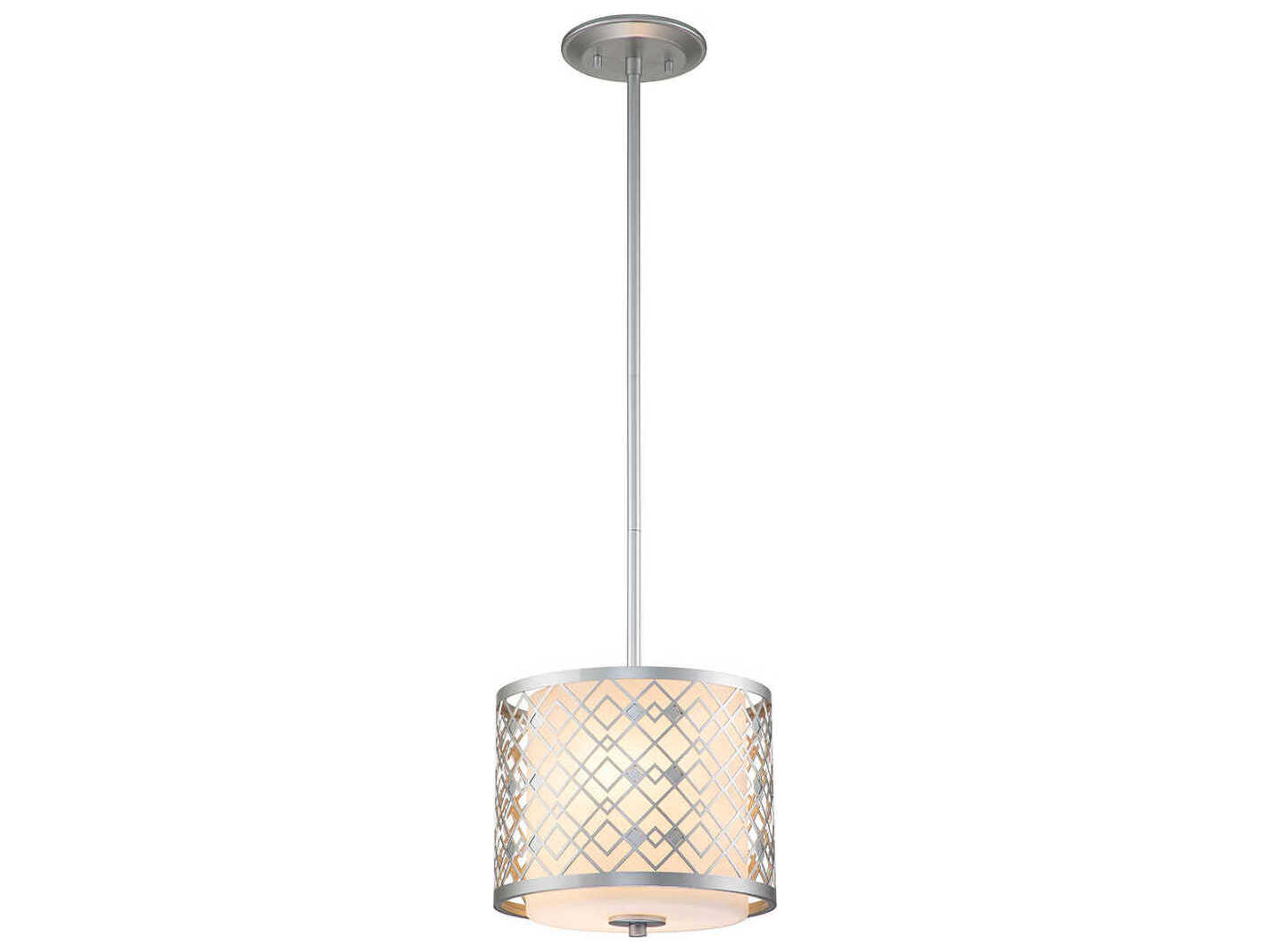 Ziggy 1-Light Laquered Silver Glass Drum Mini Pendant