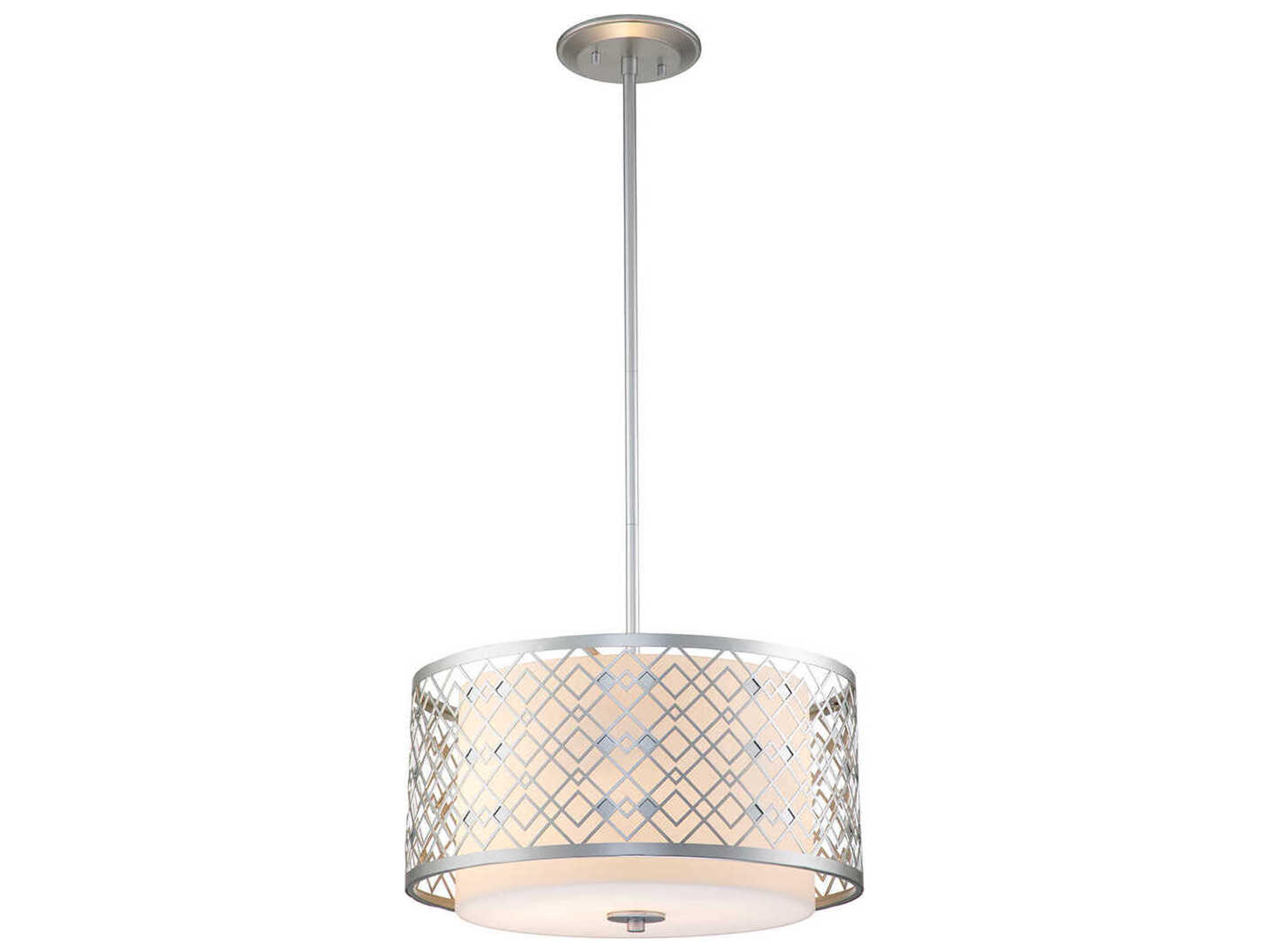 Ziggy 2-Light Laquered Silver Glass Drum Pendant