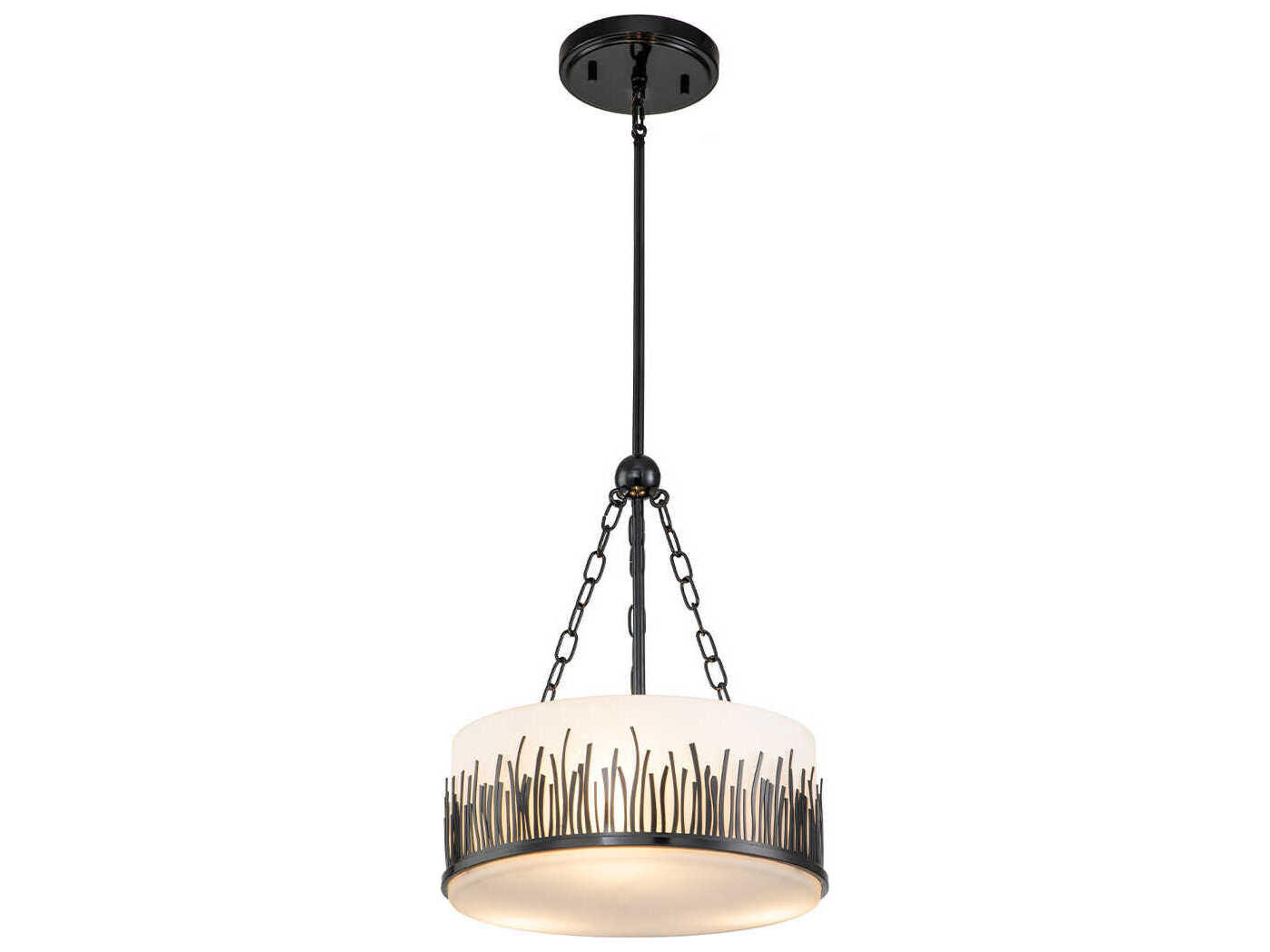 Sawgrass 2-Light Matte Black Glass Drum Pendant