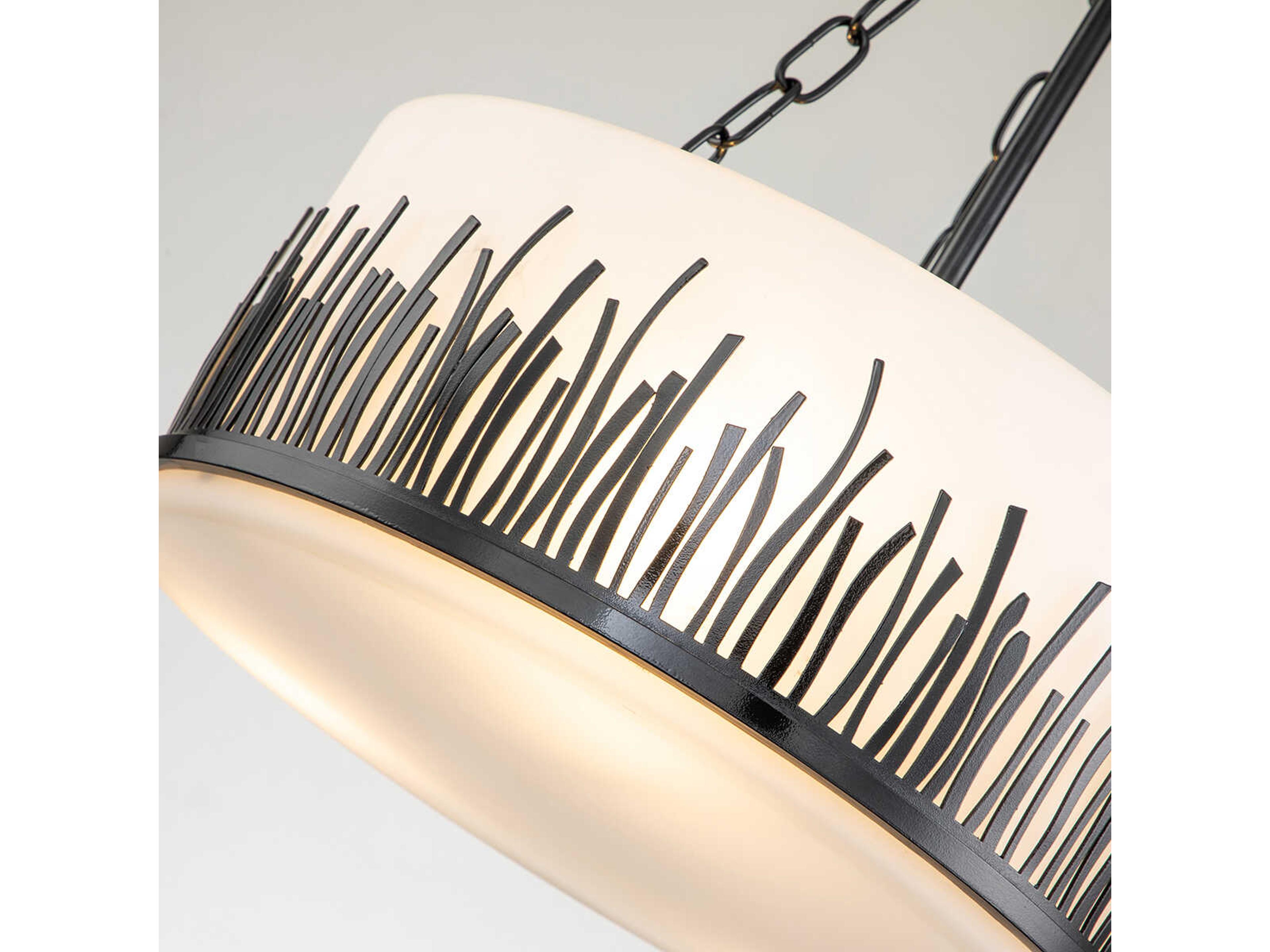 Lucas McKearn Sawgrass 2-Light Matte Black Glass Drum Pendant