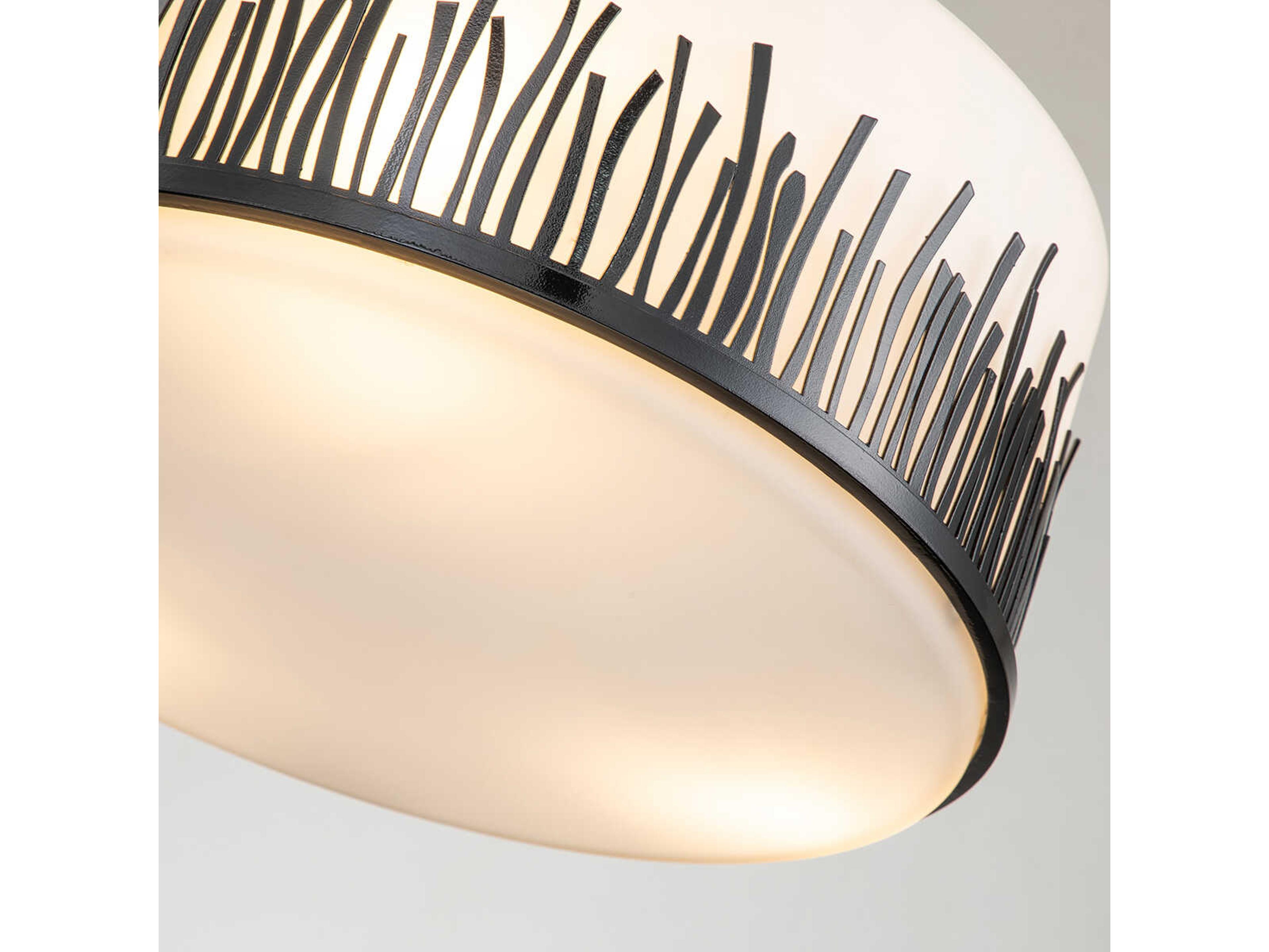 Lucas McKearn Sawgrass 2-Light Matte Black Glass Drum Pendant