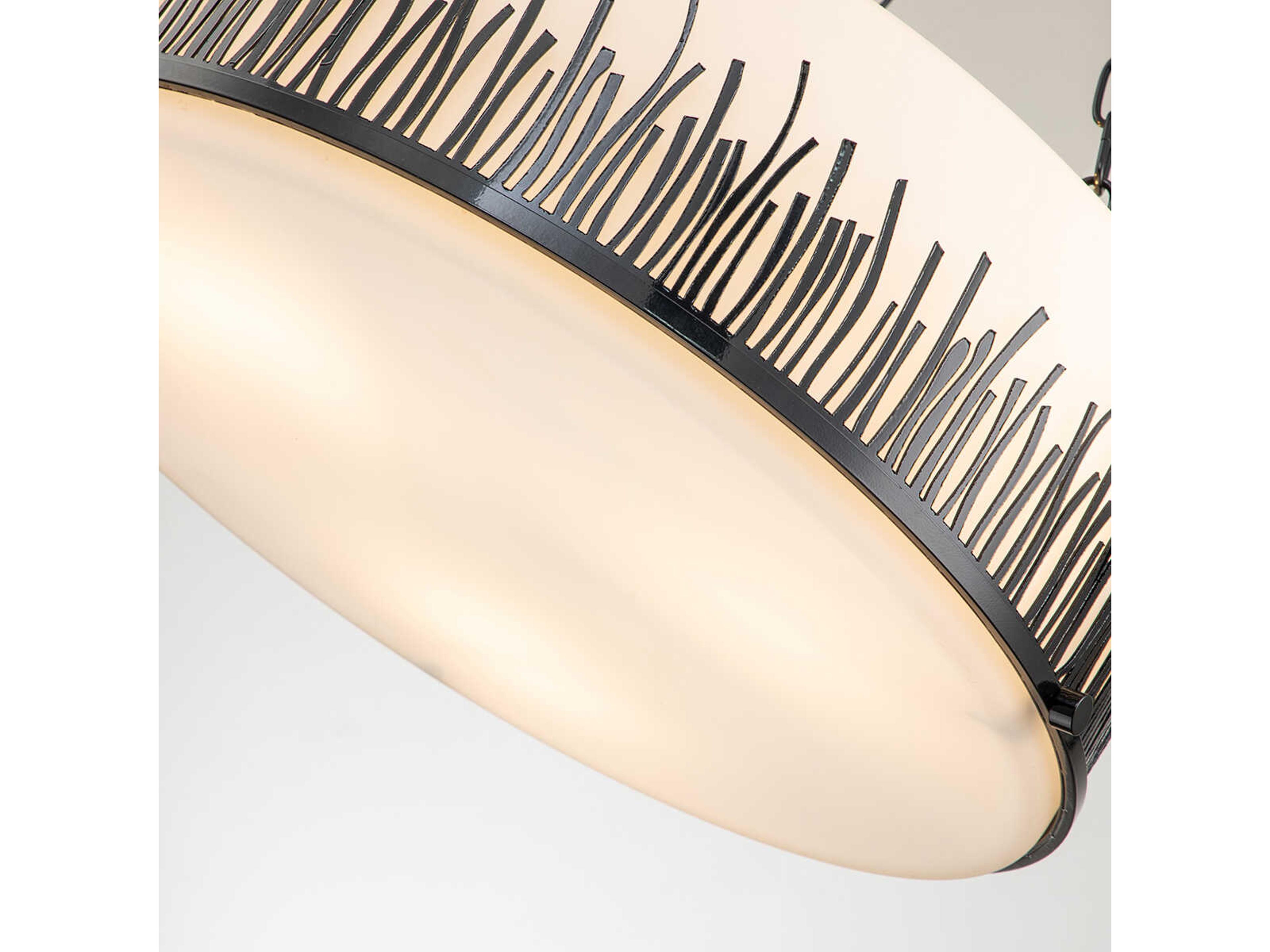 Lucas McKearn Sawgrass 3-Light Matte Black Glass Drum Pendant