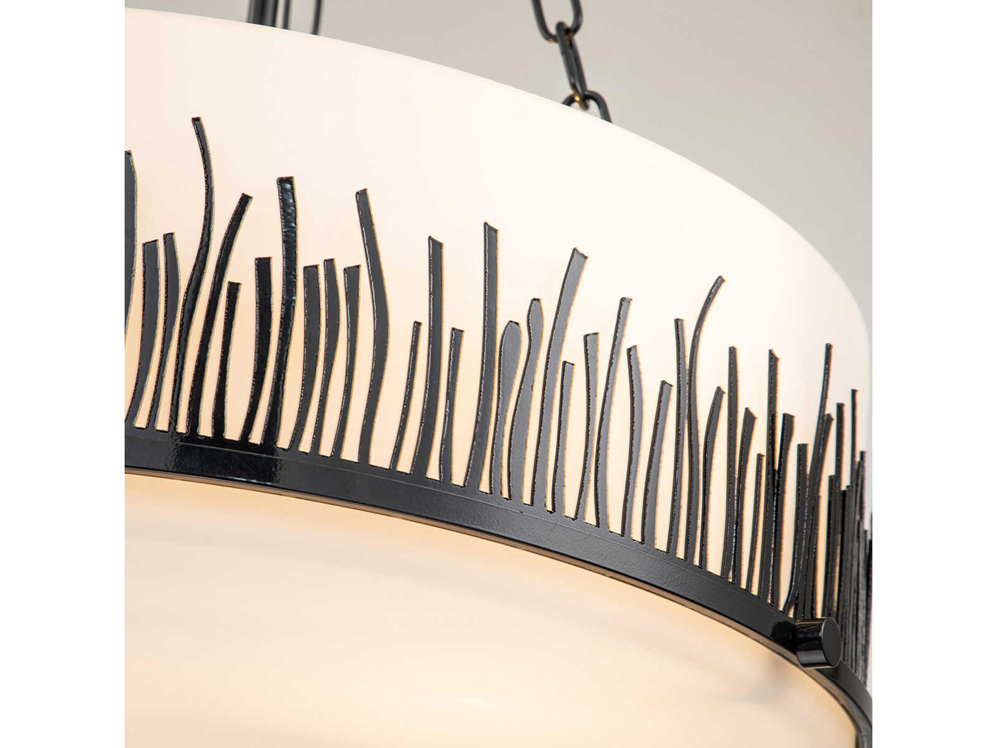 Lucas McKearn Sawgrass 3-Light Matte Black Glass Drum Pendant