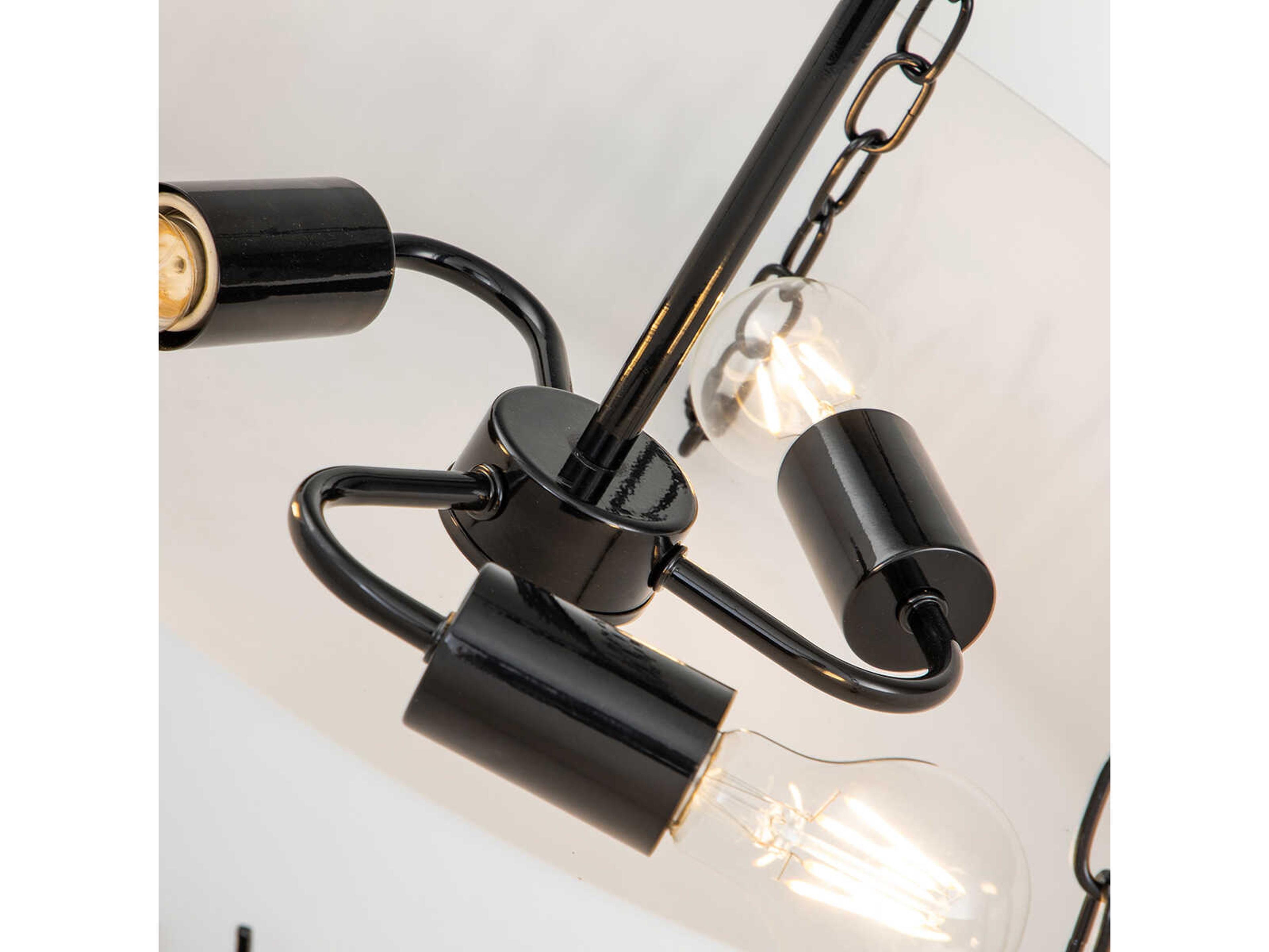 Lucas McKearn Sawgrass 3-Light Matte Black Glass Drum Pendant