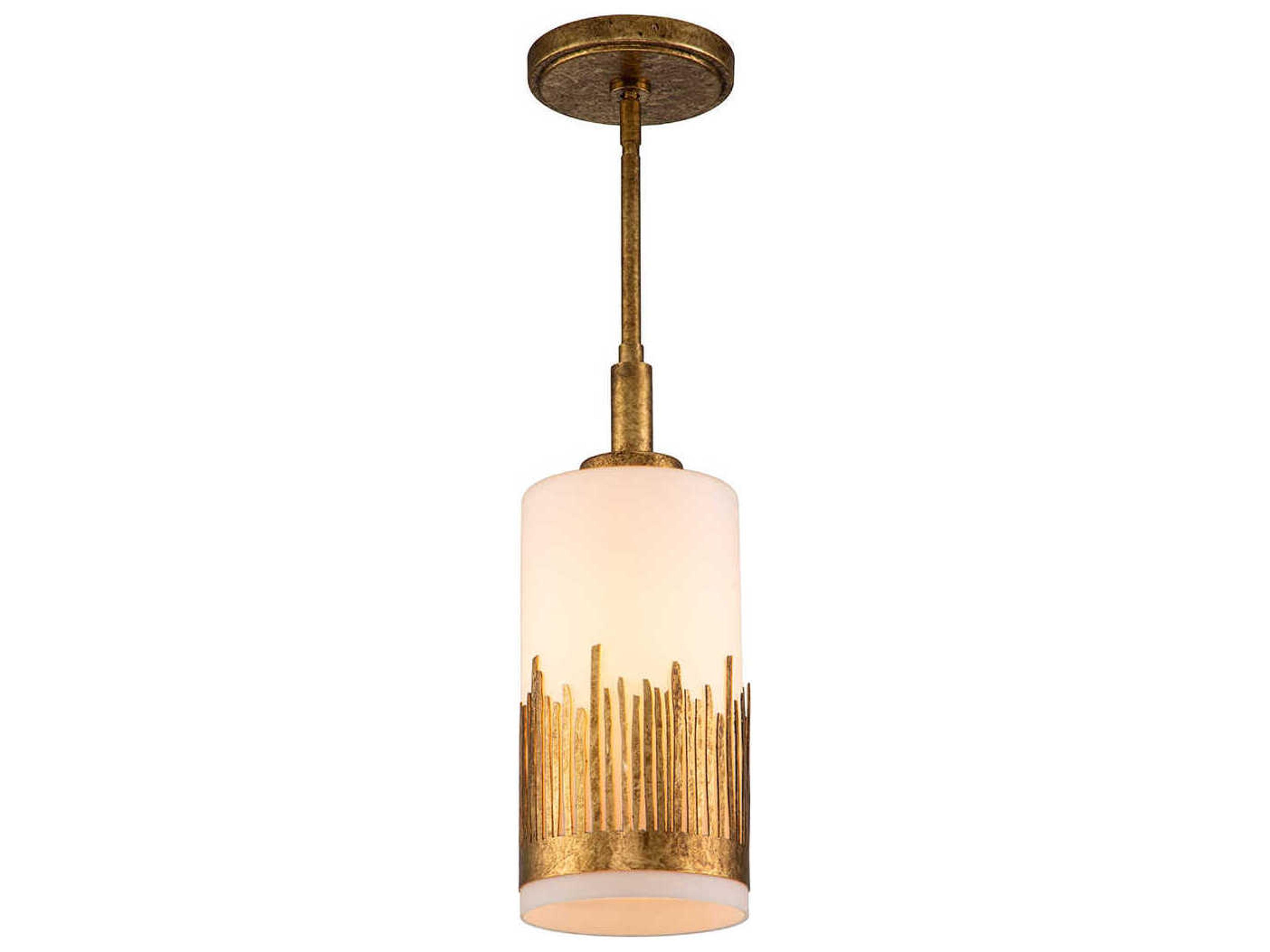 Sawgrass 1-Light Gold Leaf Glass Cylinder Mini Pendant