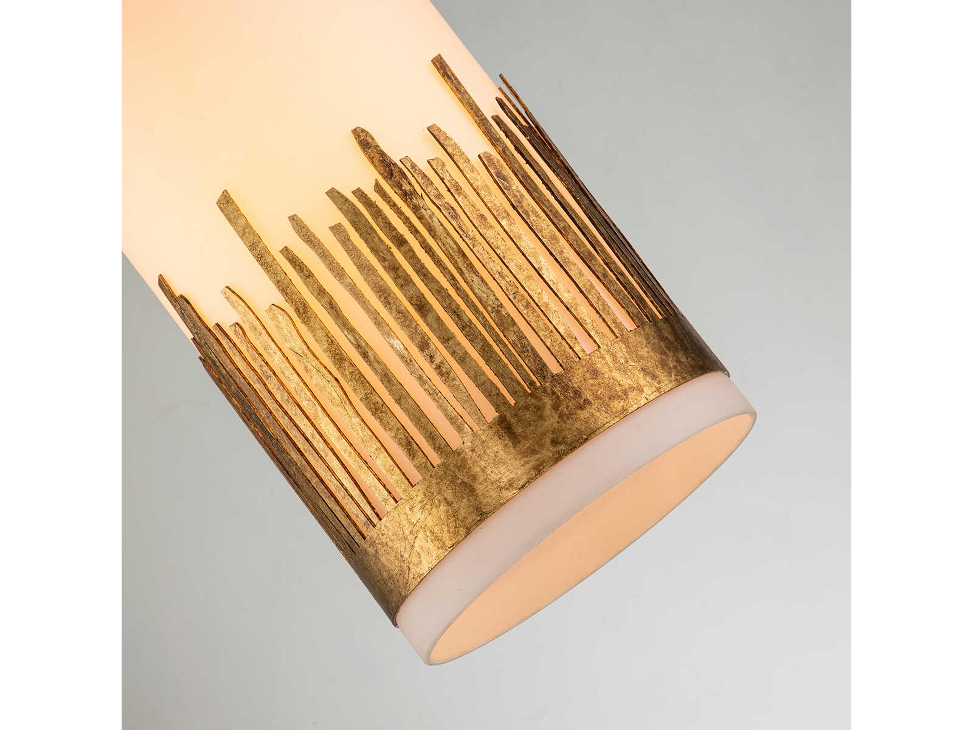 Lucas McKearn Sawgrass 1-Light Gold Leaf Glass Cylinder Mini Pendant