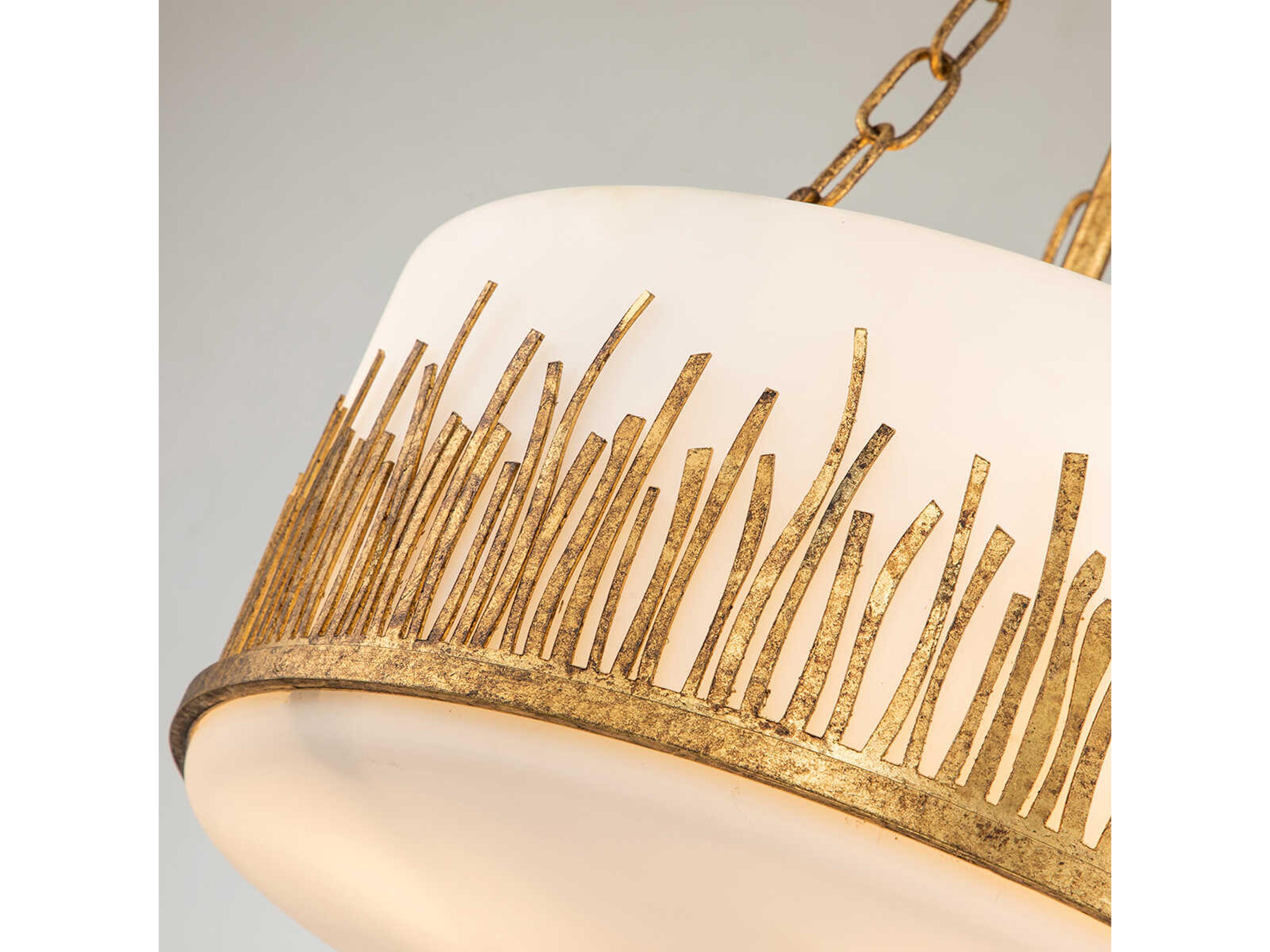 Lucas McKearn Sawgrass 2-Light Gold Leaf Glass Drum Pendant
