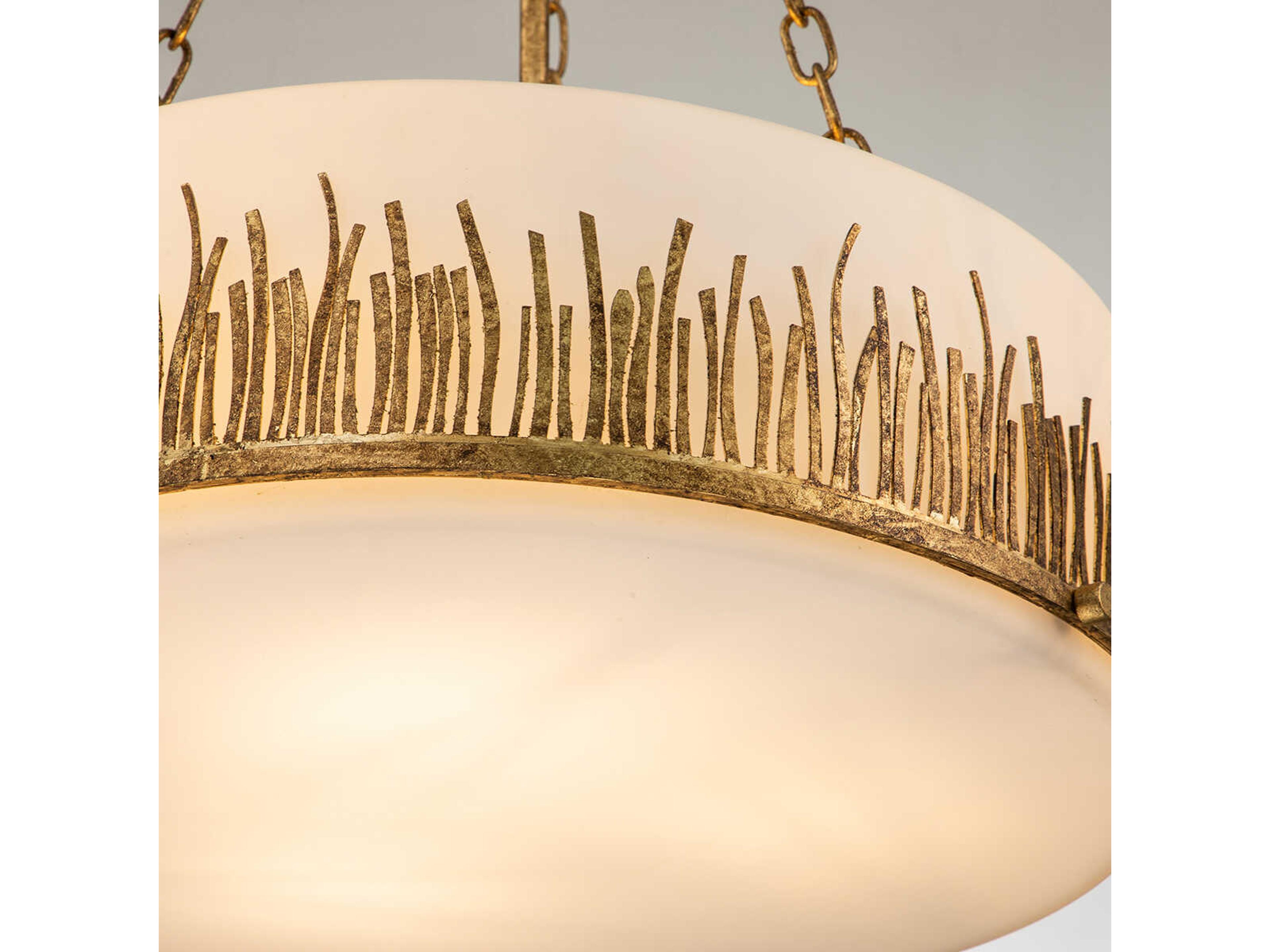 Lucas McKearn Sawgrass 3-Light Gold Leaf Glass Drum Pendant