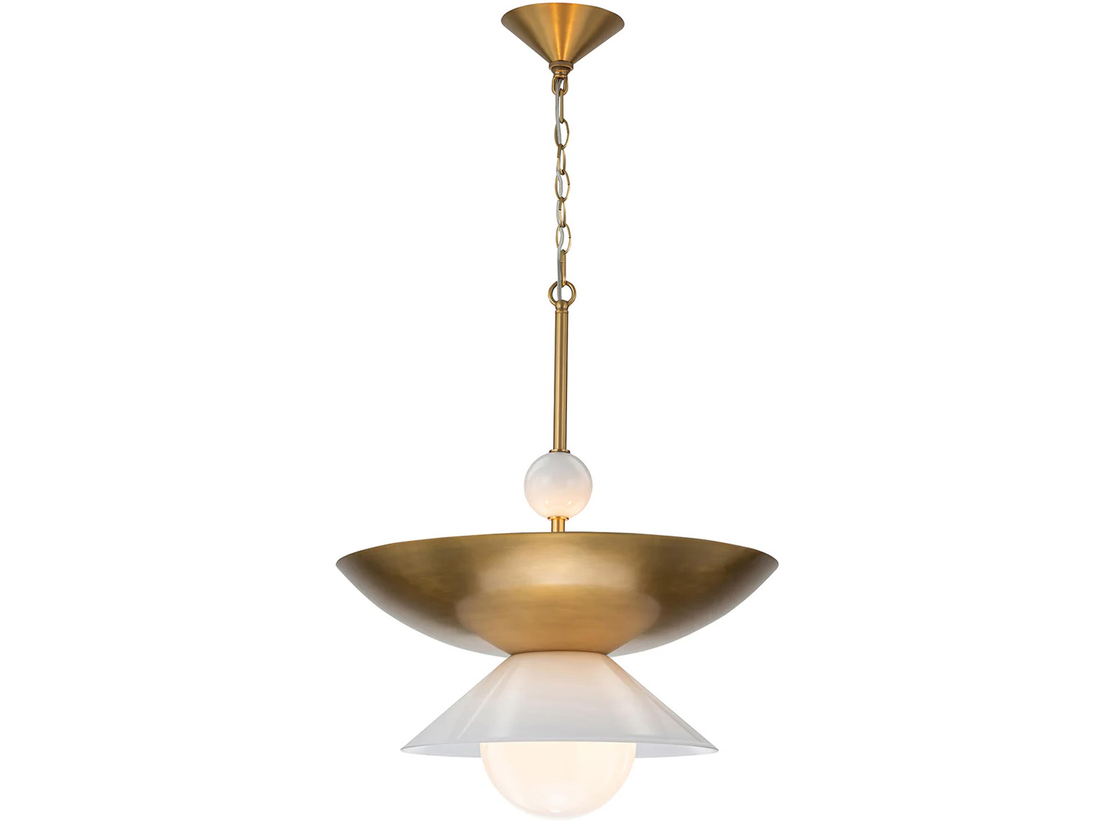 Lucas McKearn Saucer 3-Light 1-Light Aged Brass Bowl Globe Pendant