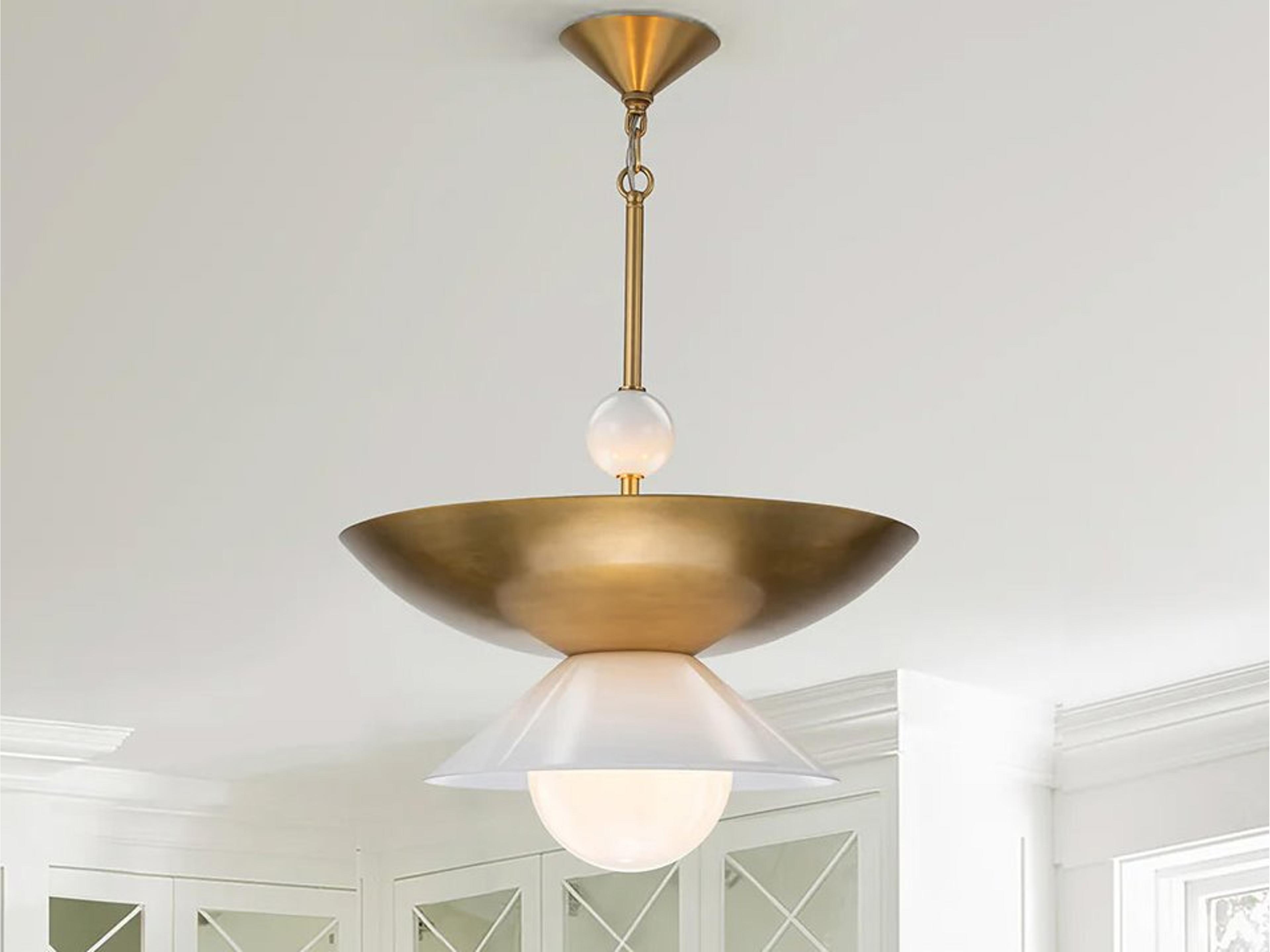 Lucas McKearn Saucer 3-Light 1-Light Aged Brass Bowl Globe Pendant