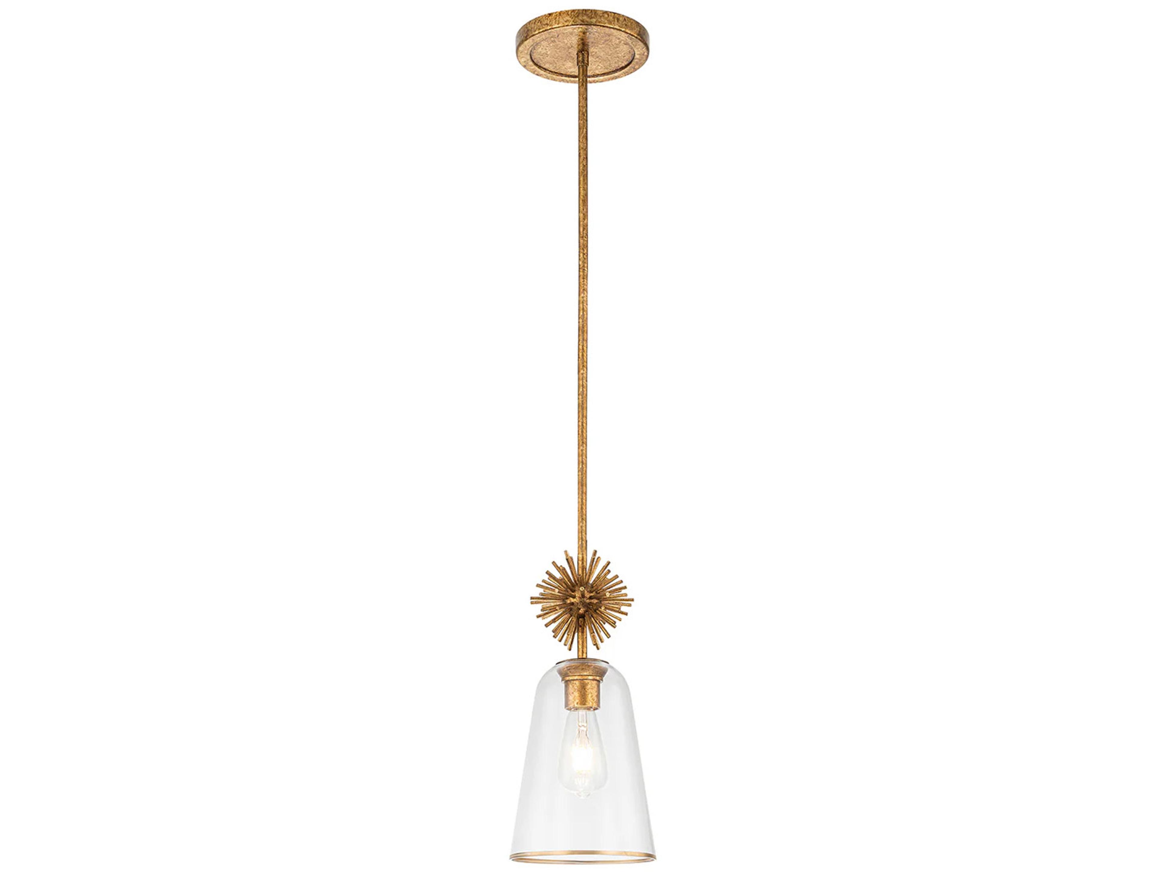 Lucas McKearn Staring 1-Light Distressed Gold Mini Pendant