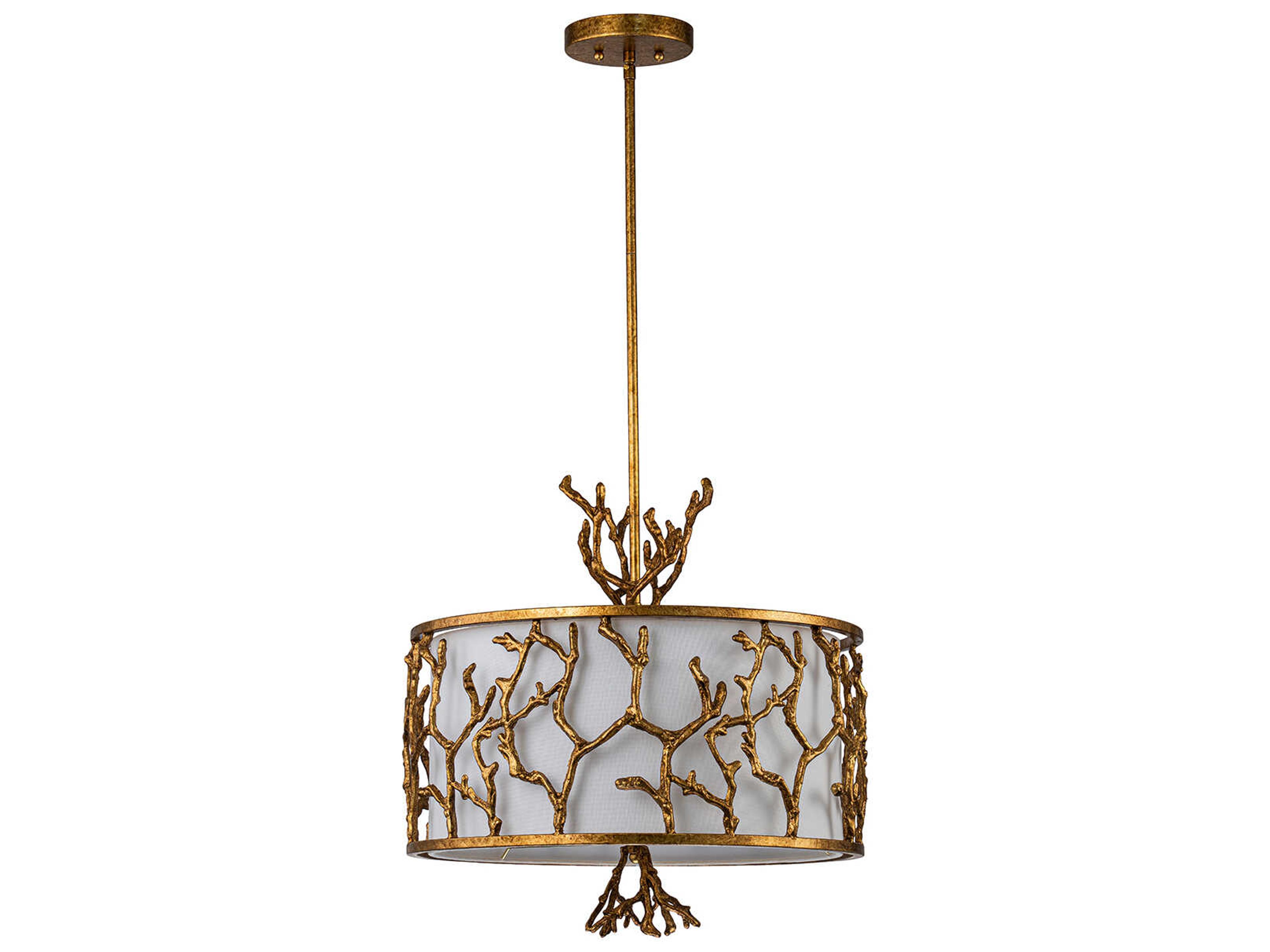 Lucas McKearn Coral 3-Light Gold Drum Chandelier