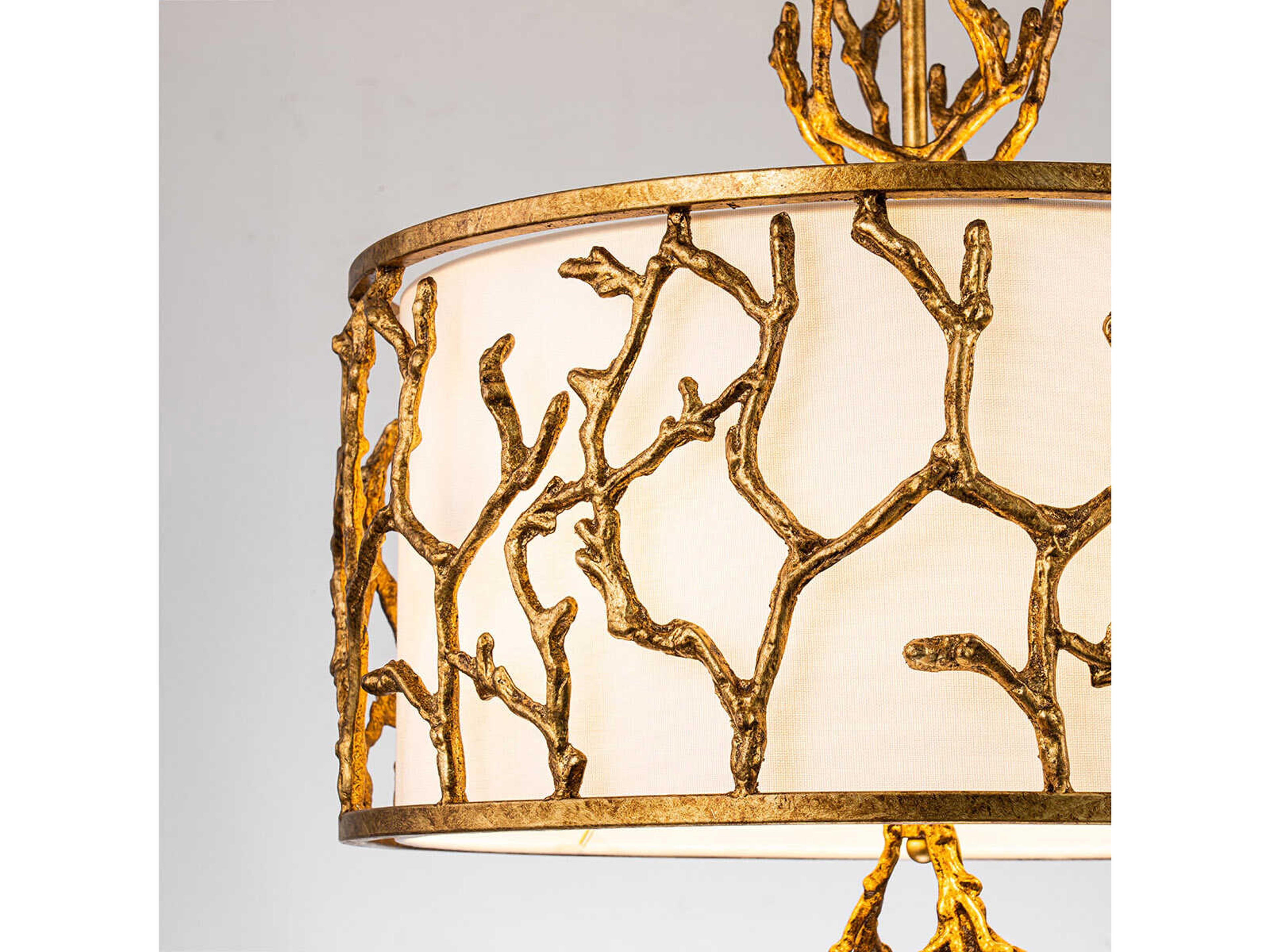Lucas McKearn Coral 3-Light Gold Drum Chandelier