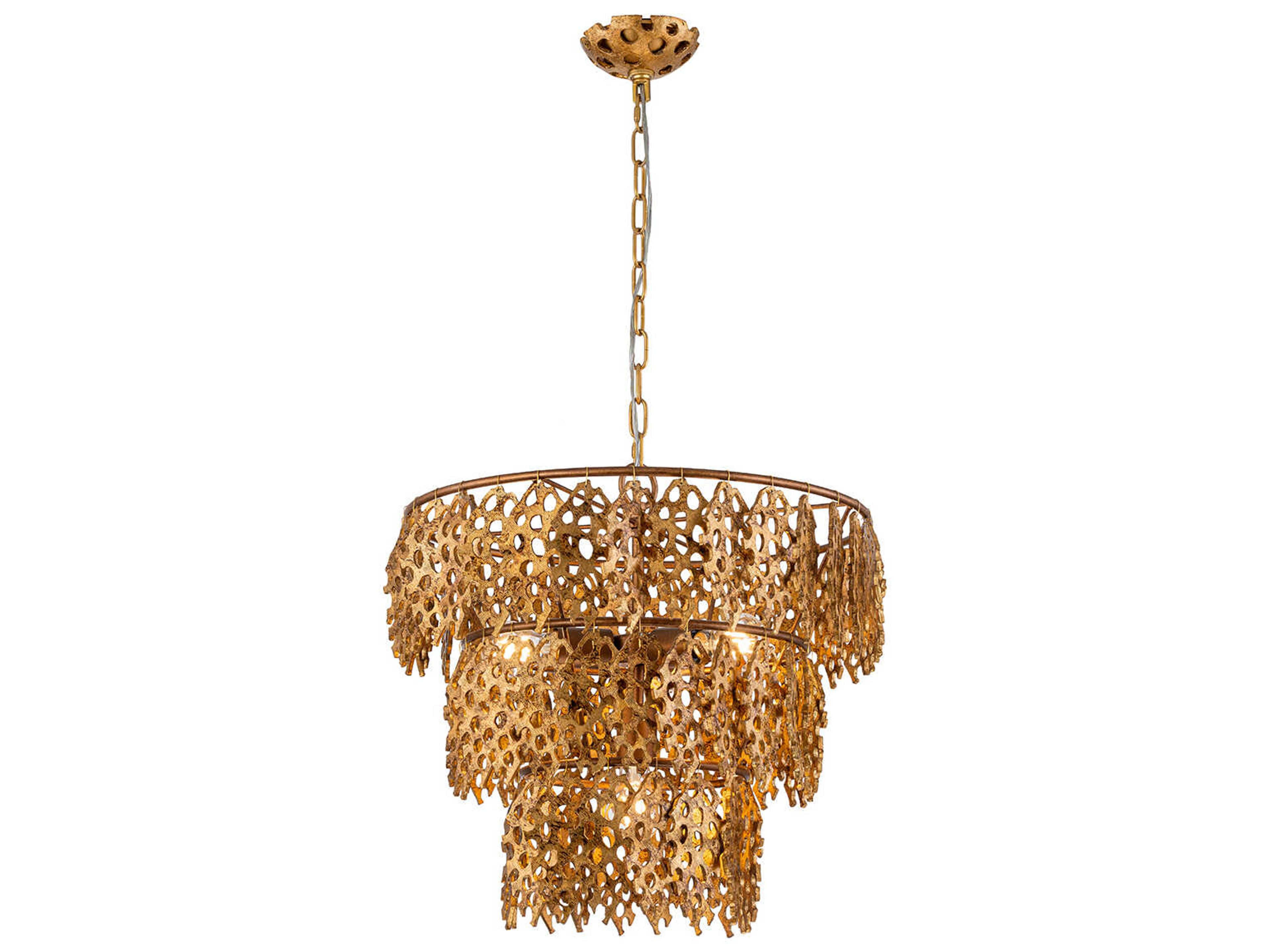 Coral Luxe 4-Light Gold Tiered Chandelier