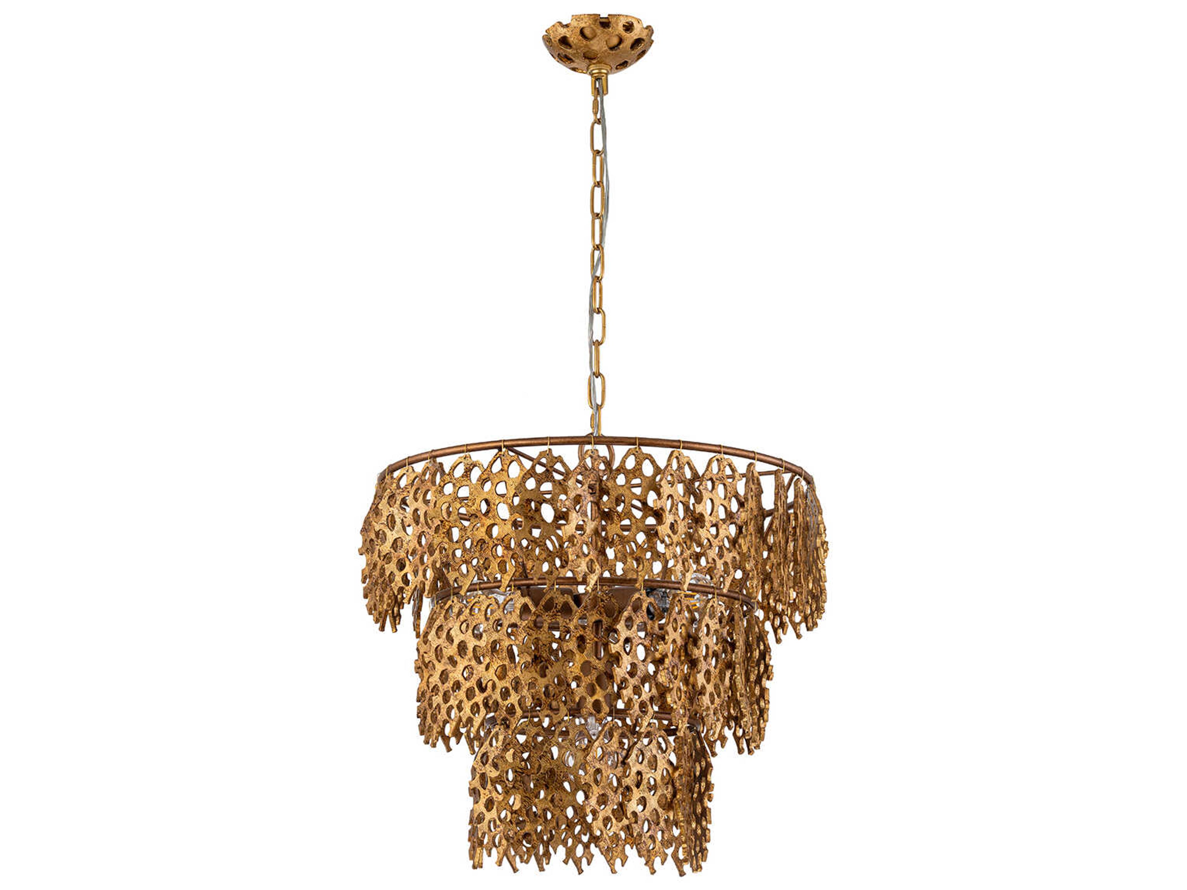 Lucas McKearn Coral Luxe 4-Light Gold Tiered Chandelier