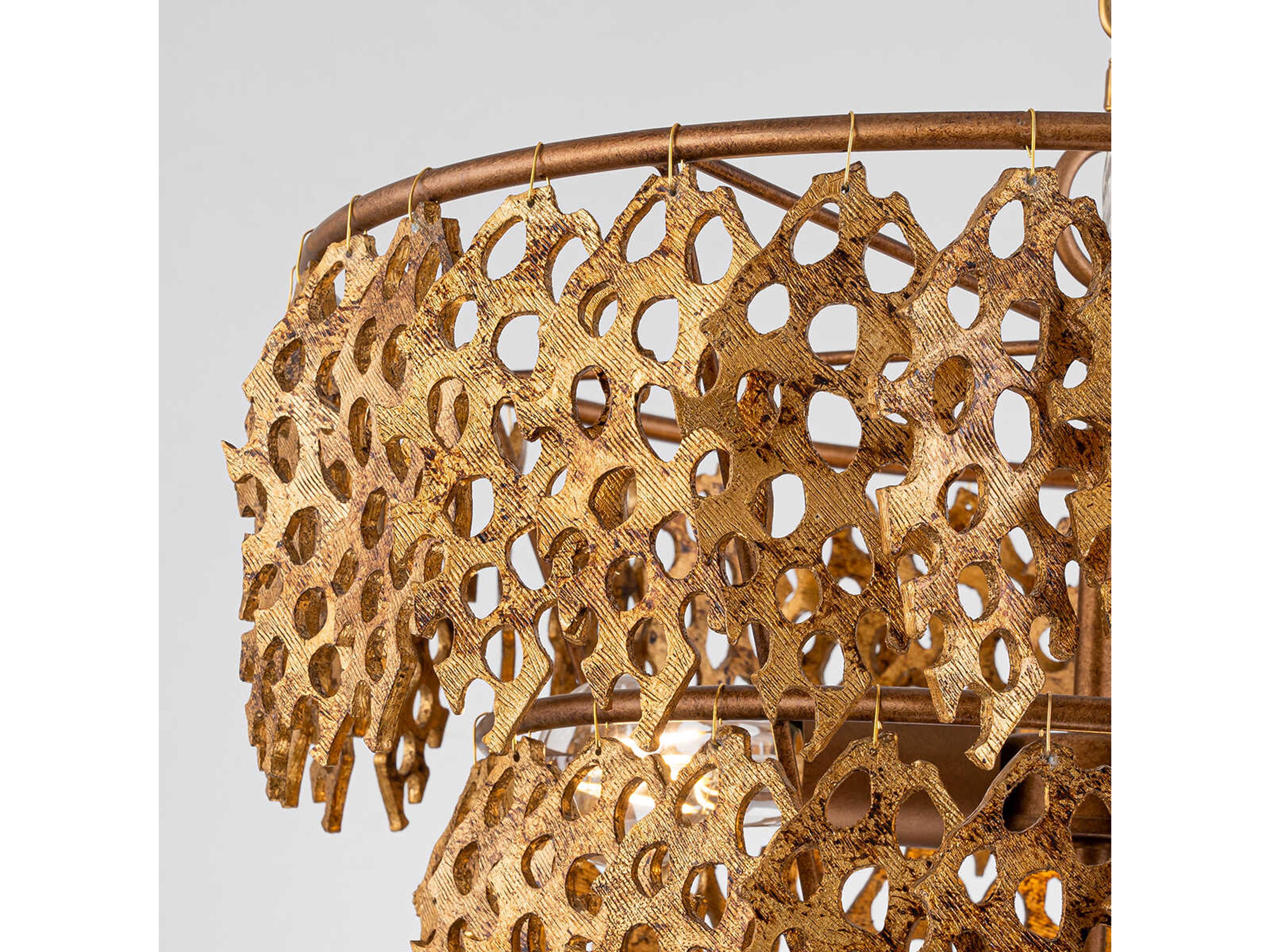 Lucas McKearn Coral Luxe 4-Light Gold Tiered Chandelier