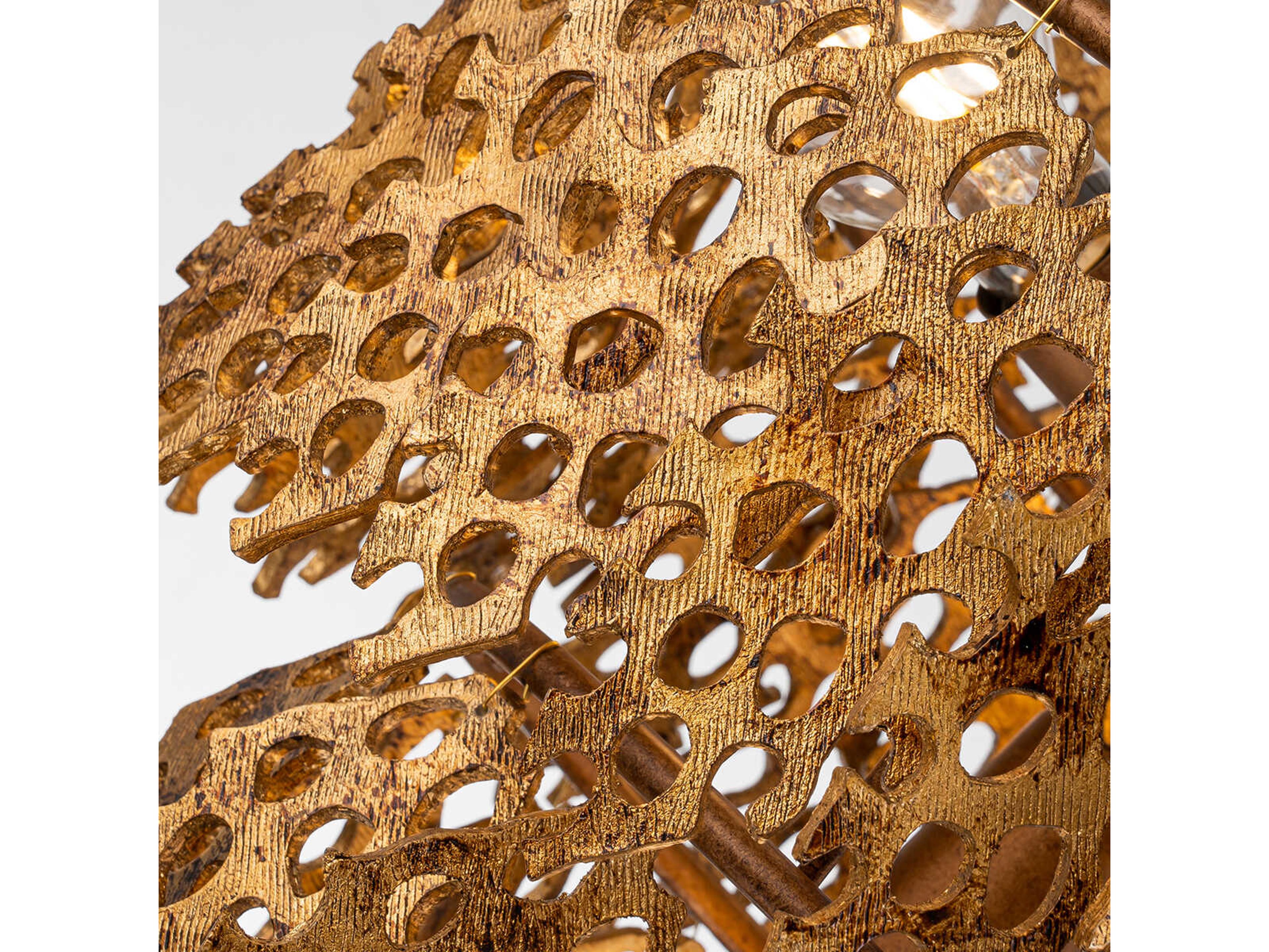 Lucas McKearn Coral Luxe 4-Light Gold Tiered Chandelier