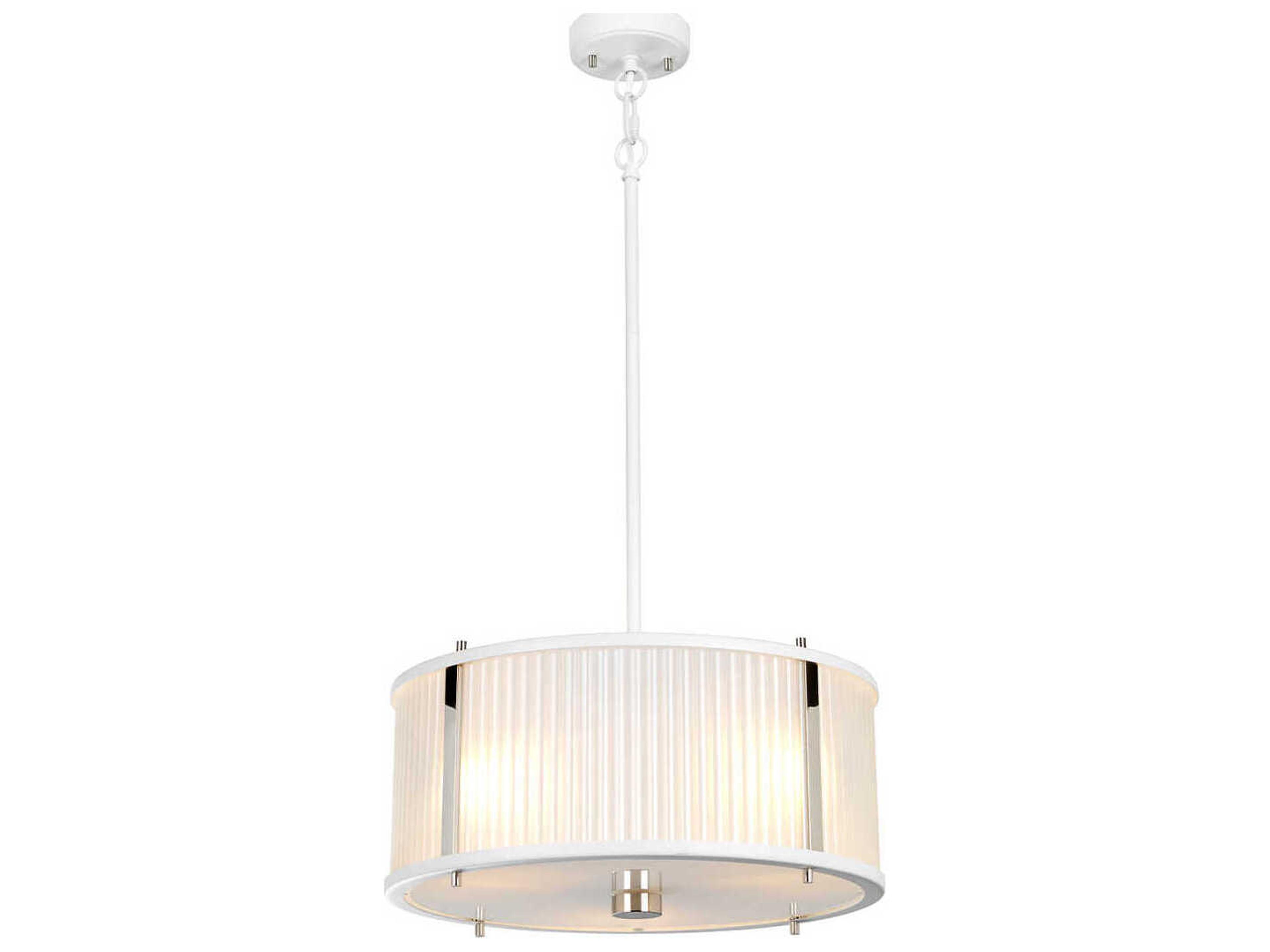 Corona 3-Light White Glass Drum Pendant
