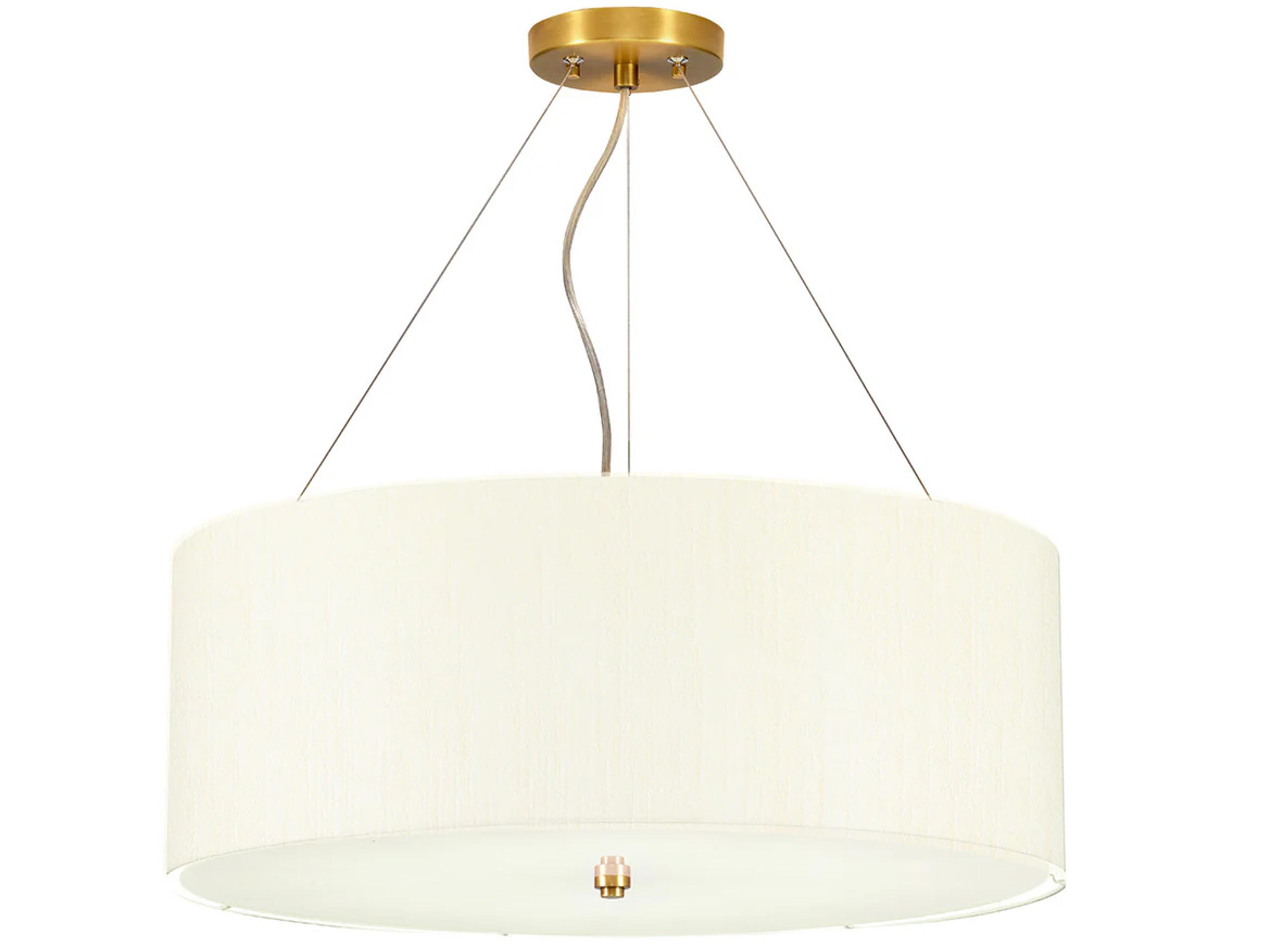 Pearce 5-Light Aged Brass Ivory Shade Drum Pendant