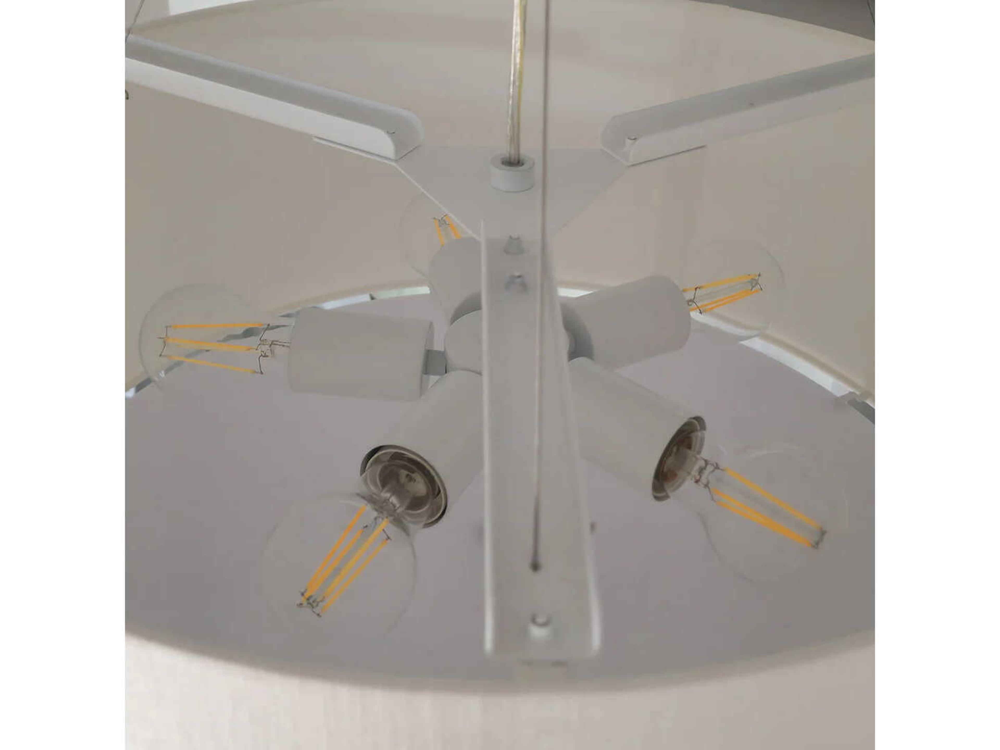 Lucas McKearn Pearce 5-Light Aged Brass Ivory Shade Drum Pendant