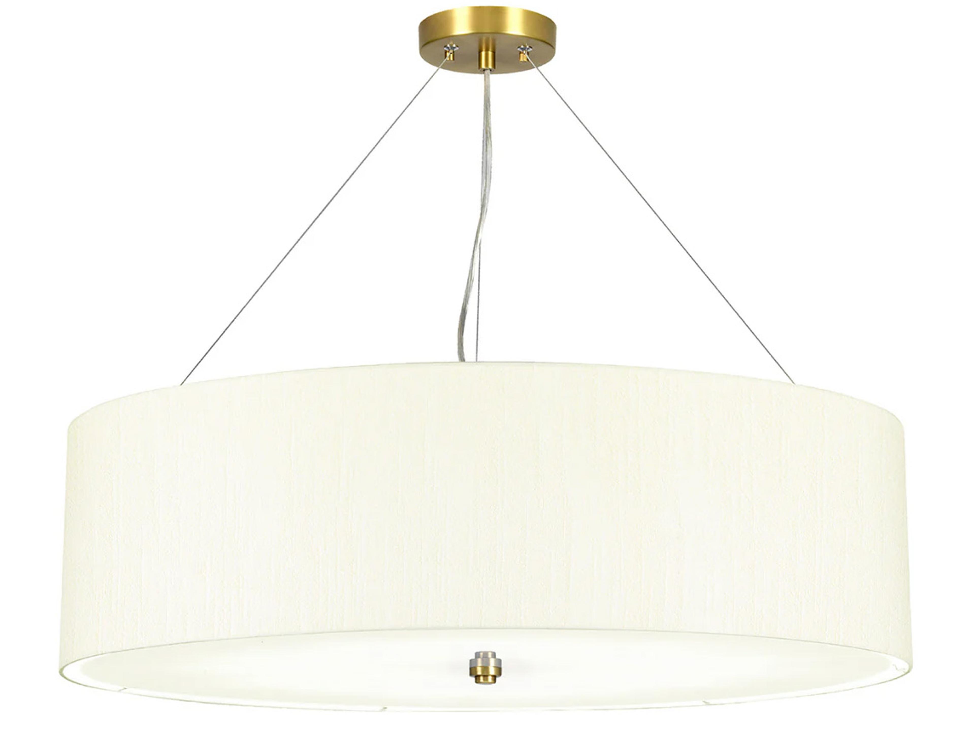 Pearce 7-Light Aged Brass Ivory Shade Drum Pendant